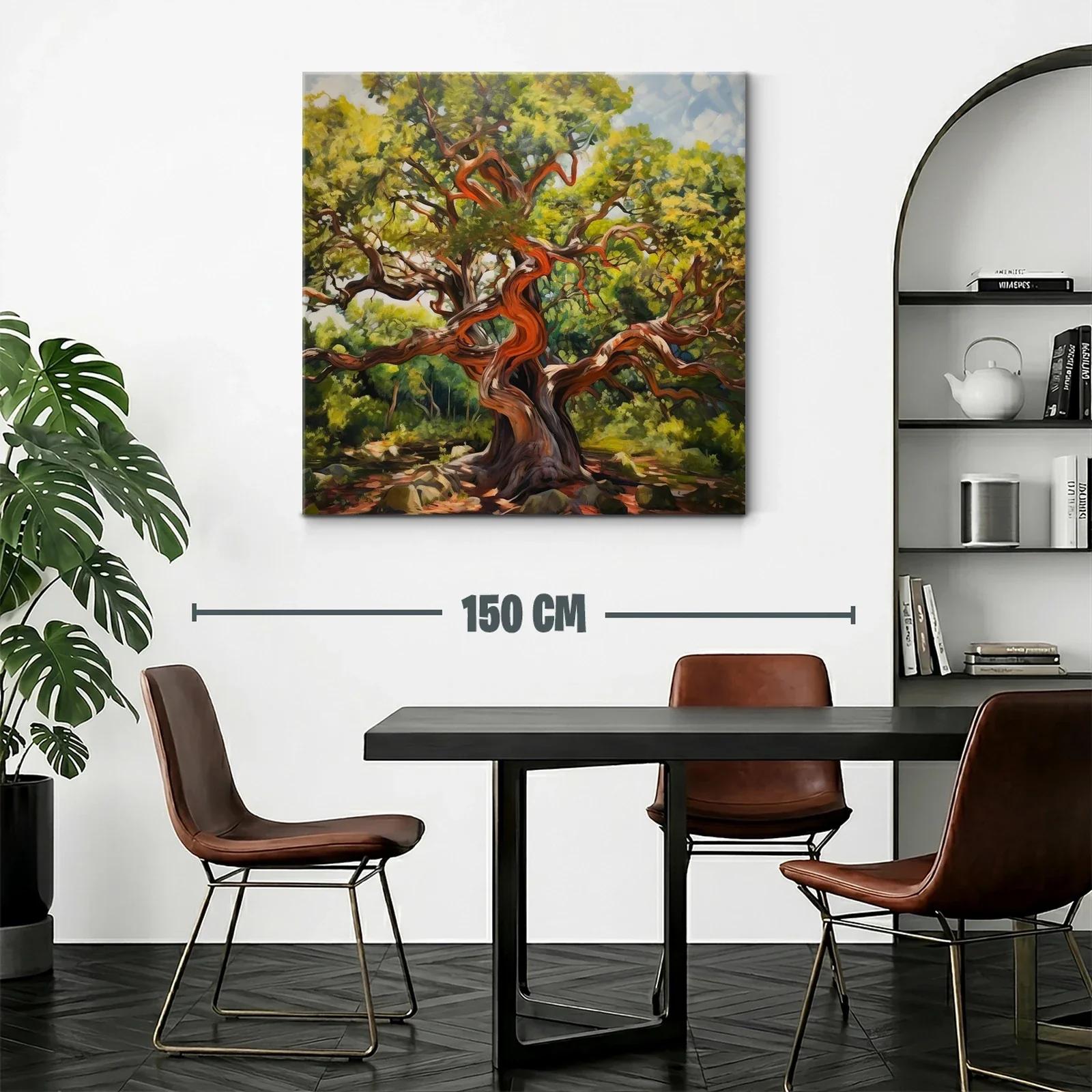 Árbol con ramas sinuosas y follaje exuberante en tonos verdes — miniatura 2