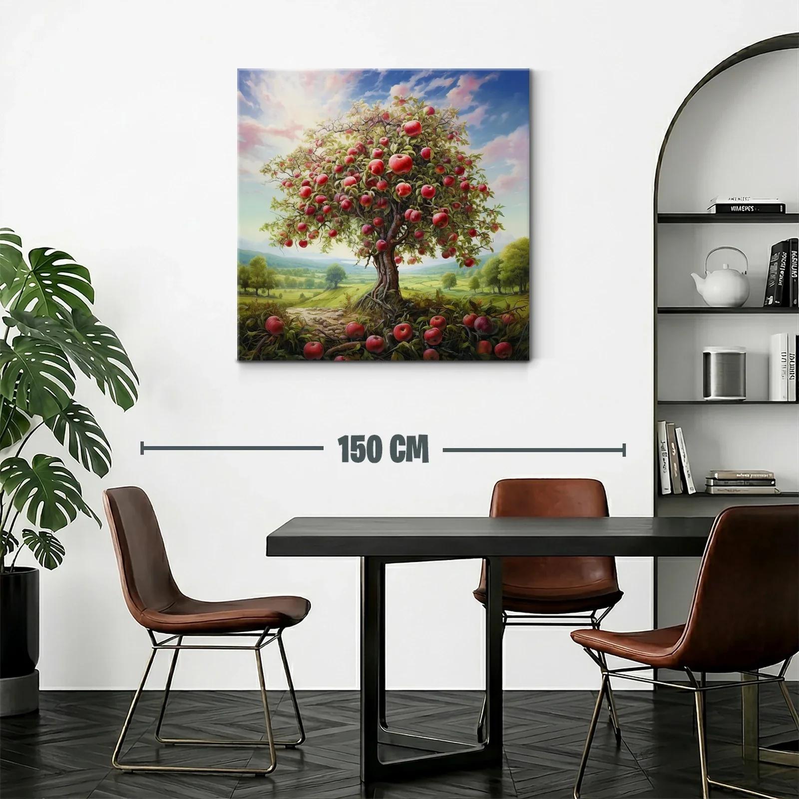 Árbol frutal cargado de manzanas en paisaje campestre — miniatura 2