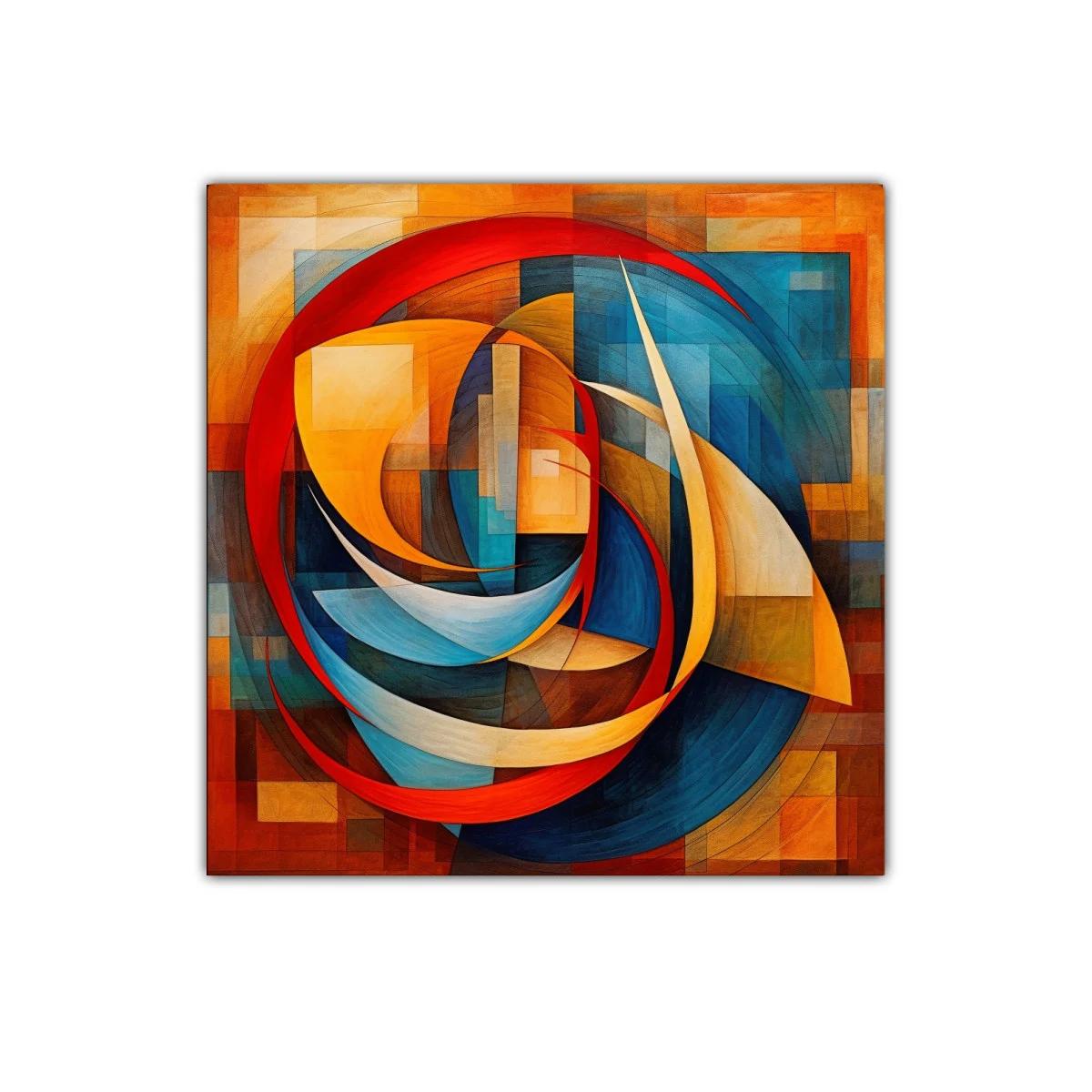 Composición abstracta con formas circulares y contrastes vibrantes