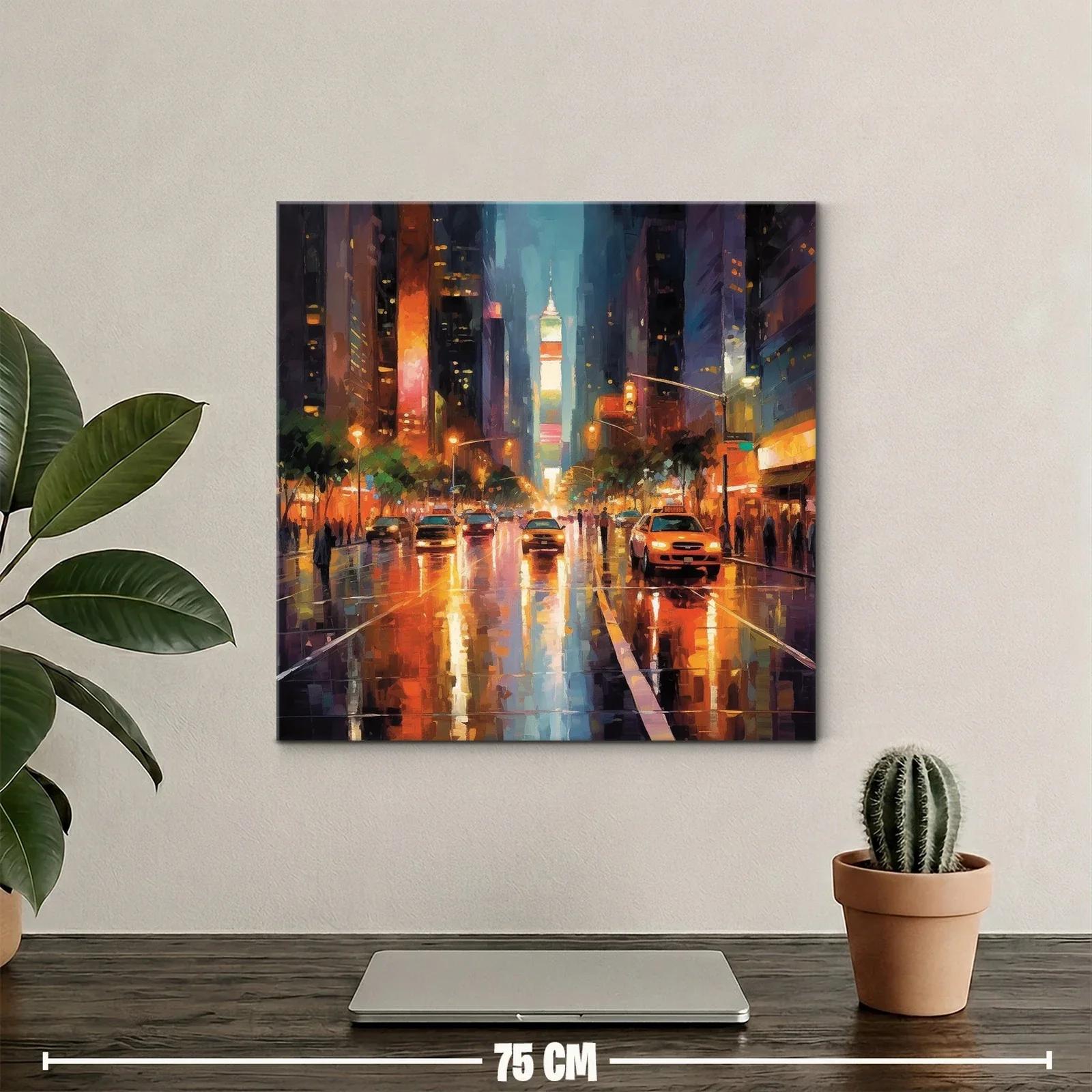 Atardecer urbano con taxis en ciudad vibrante — miniatura 2