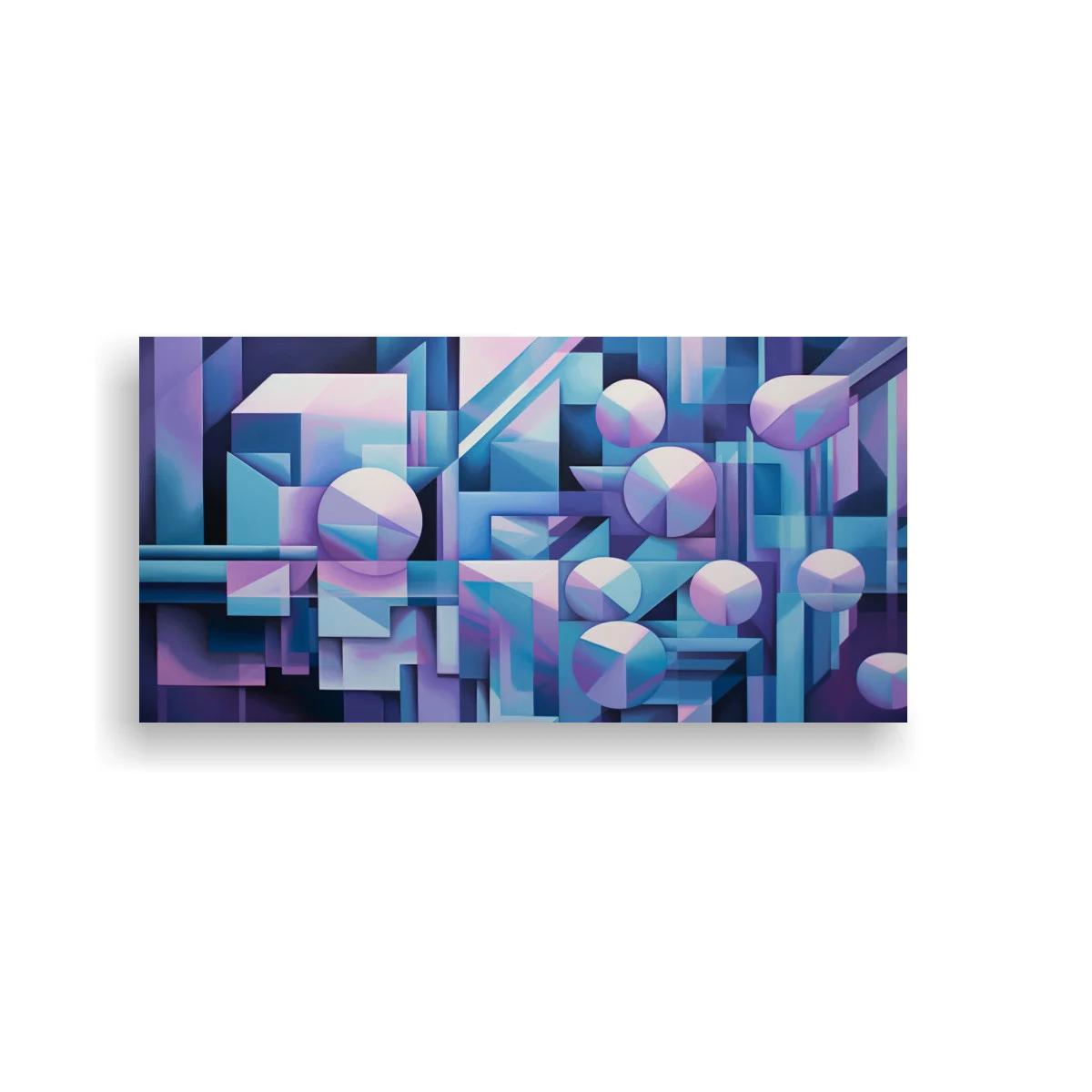 Cuadro abstracción geométrica 3D con cilindros y esferas