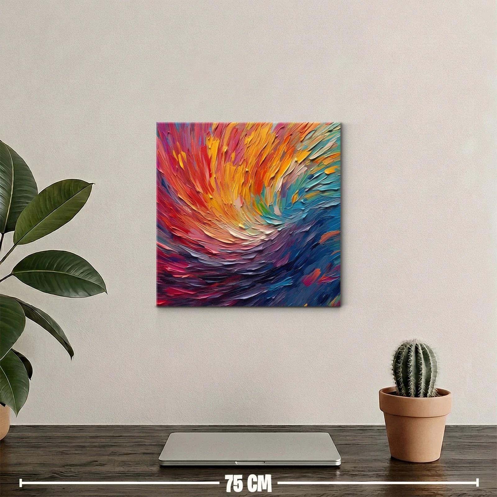 Cuadro abstracto con vibrantes tonos cálidos y fríos — miniatura 2