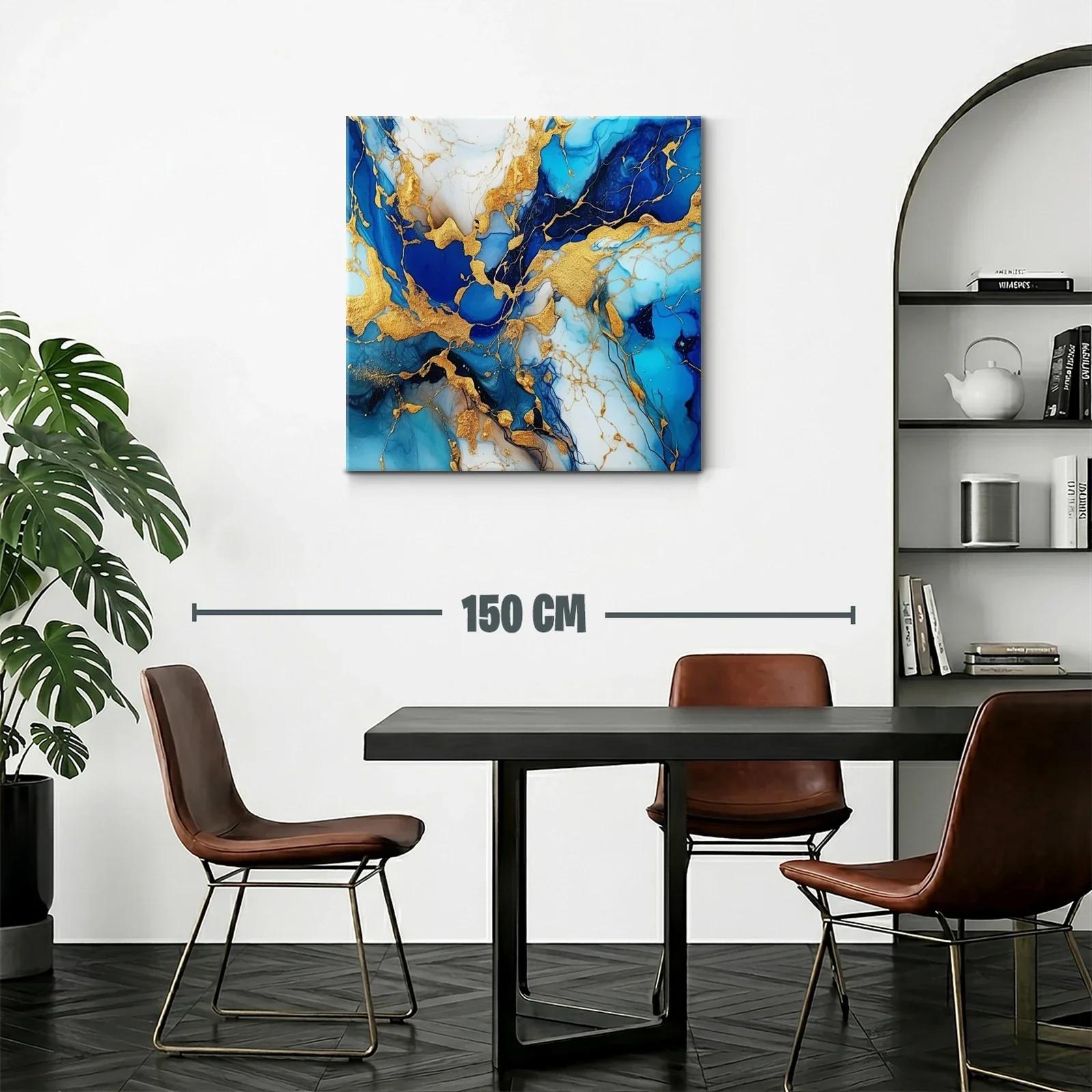Composición abstracta en azul y dorado vibrante — miniatura 2