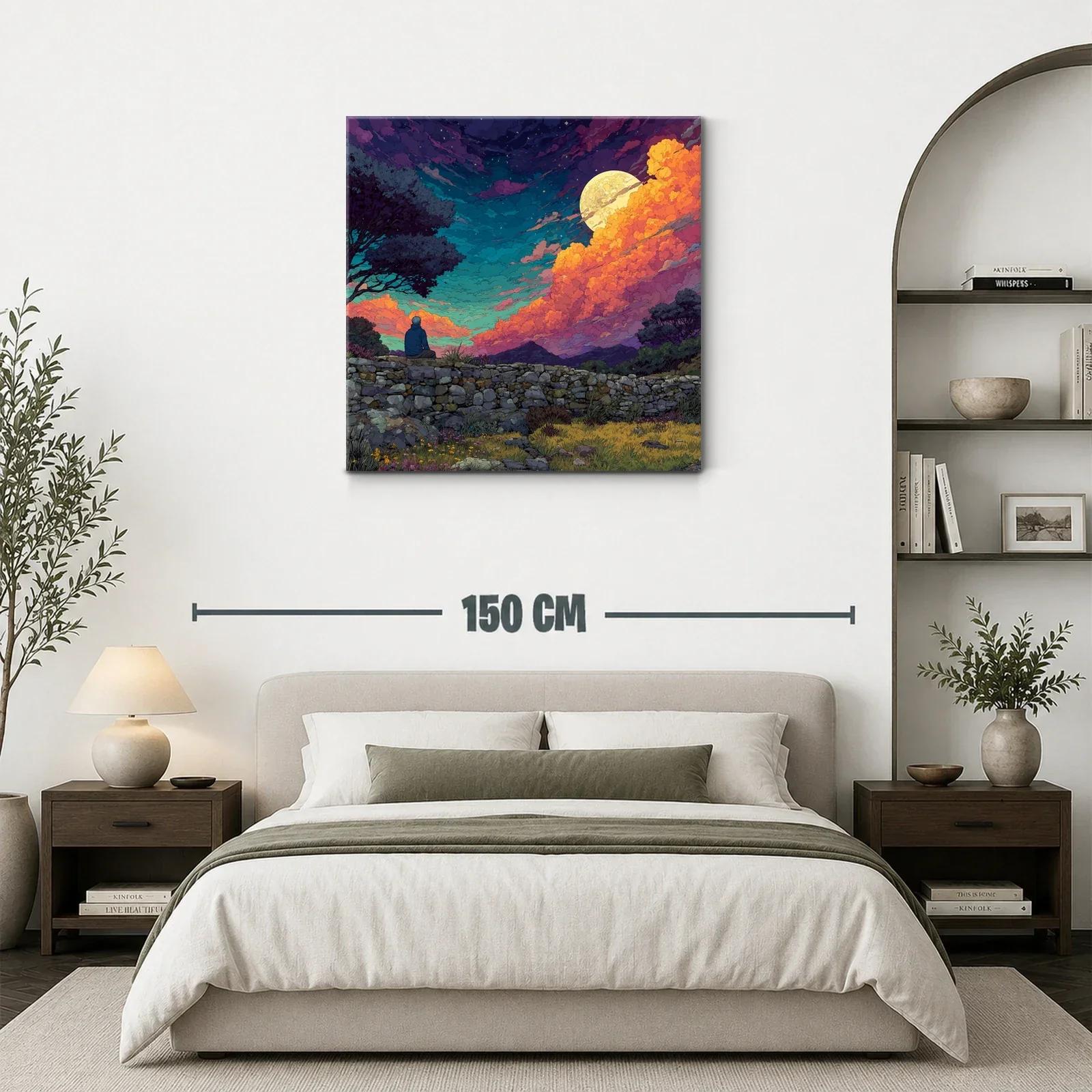 Paisaje nocturno con luna llena y cielo dramático — miniatura 3