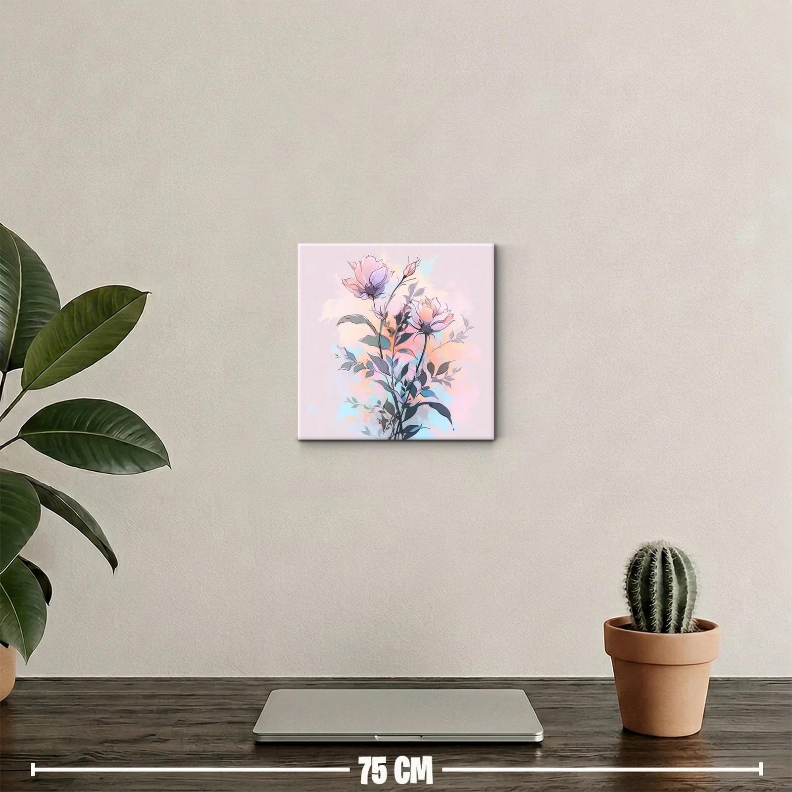 Cuadro decorativo con delicadas flores pastel y follaje — miniatura 2