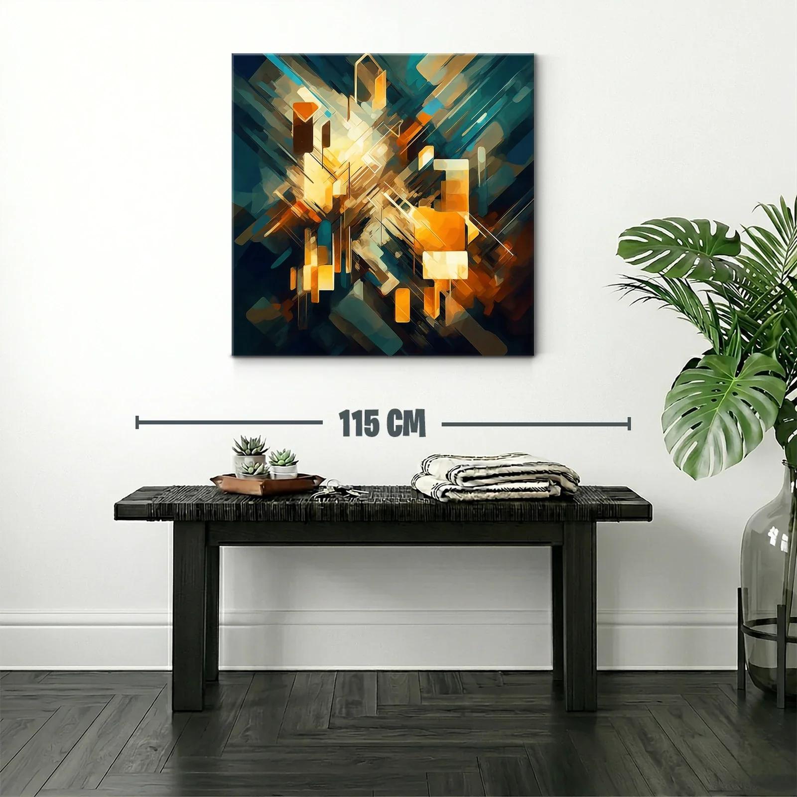 Cuadro abstracto con explosión de luces y formas geométricas — miniatura 2