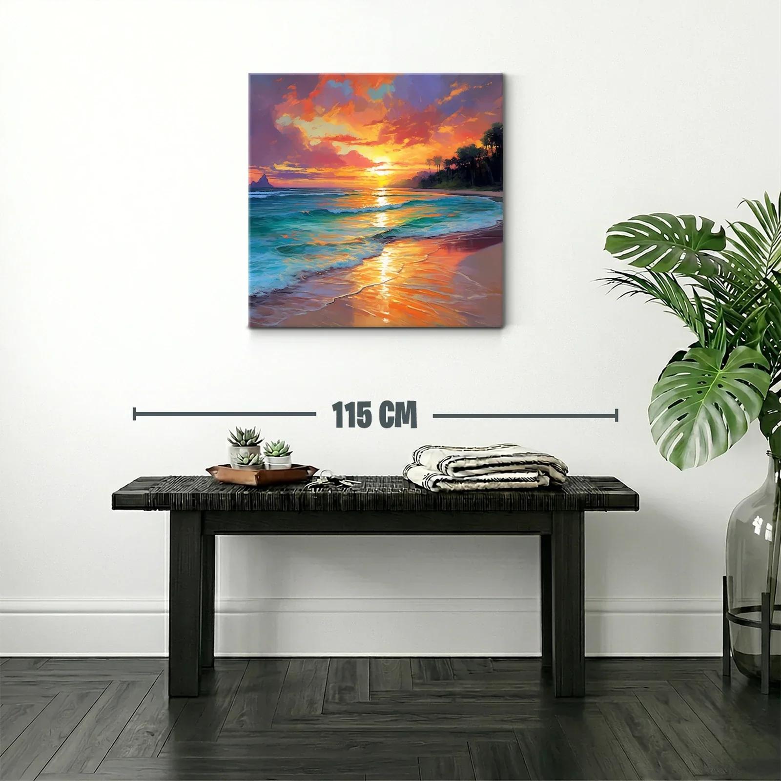 Atardecer vibrante en playa tropical con reflejos dorados — miniatura 2