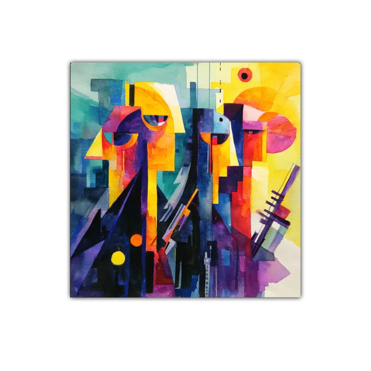 Cuadro Abstracto con Figuras Geométricas y Colores Vibrantes — imagen principal