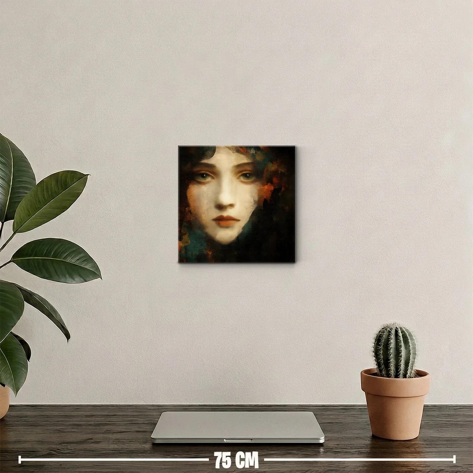 Retrato femenino expresivo con tonos cálidos y profundos — miniatura 2