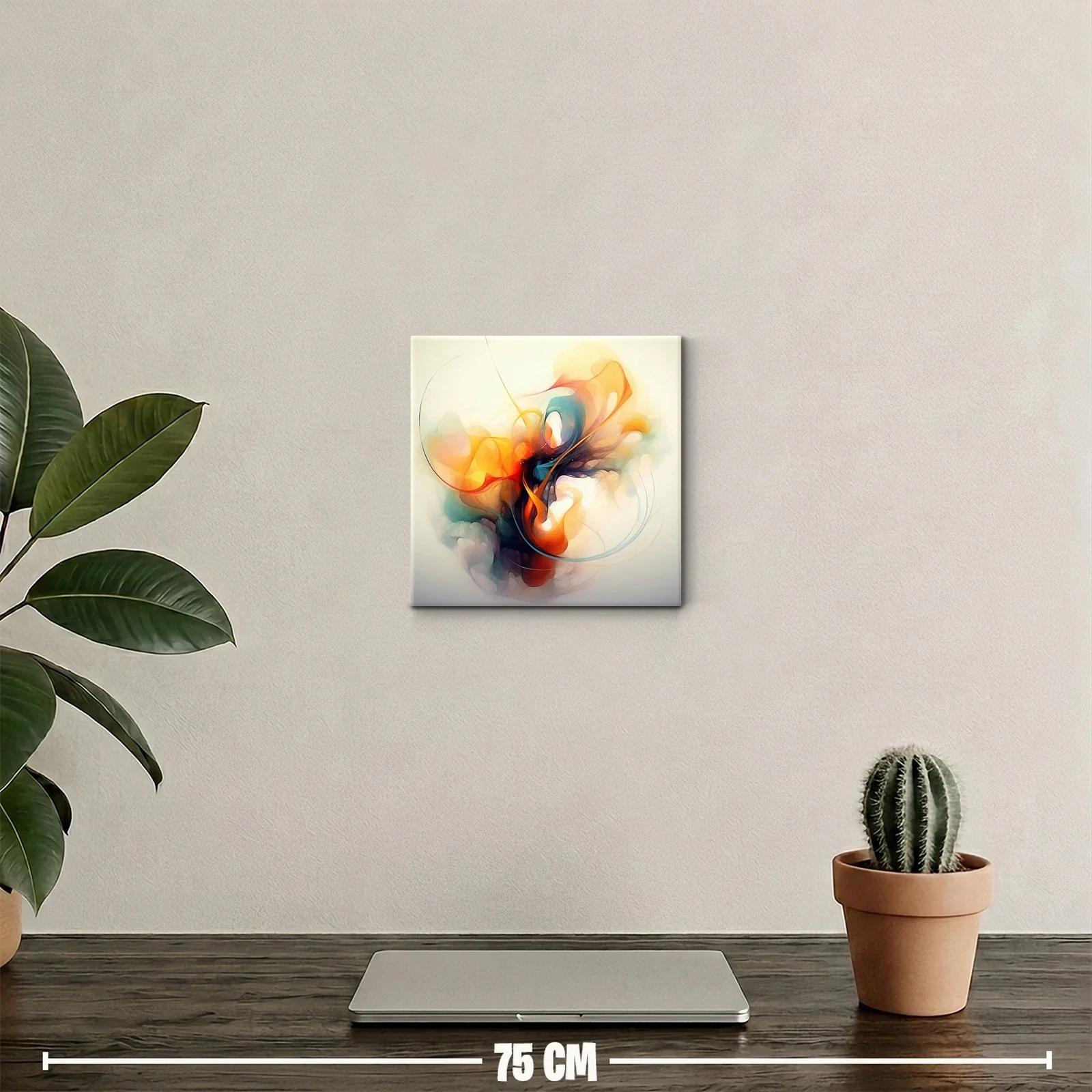 Cuadro abstracto con formas fluidas y tonos cálidos — miniatura 2