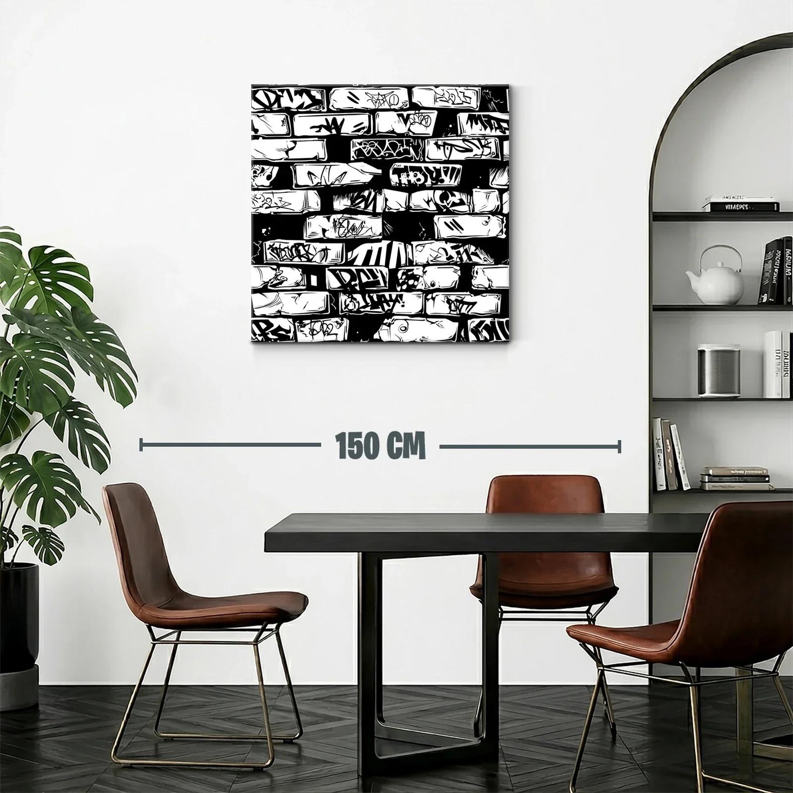 Arte urbano con grafitis en patrón monocromo moderno — miniatura 2