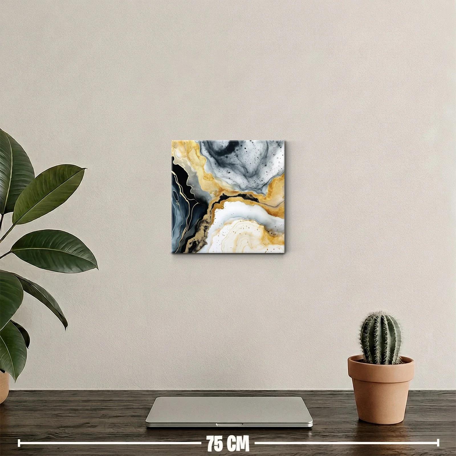 Cuadro decorativo en tonos dorados y grises abstractos — miniatura 2