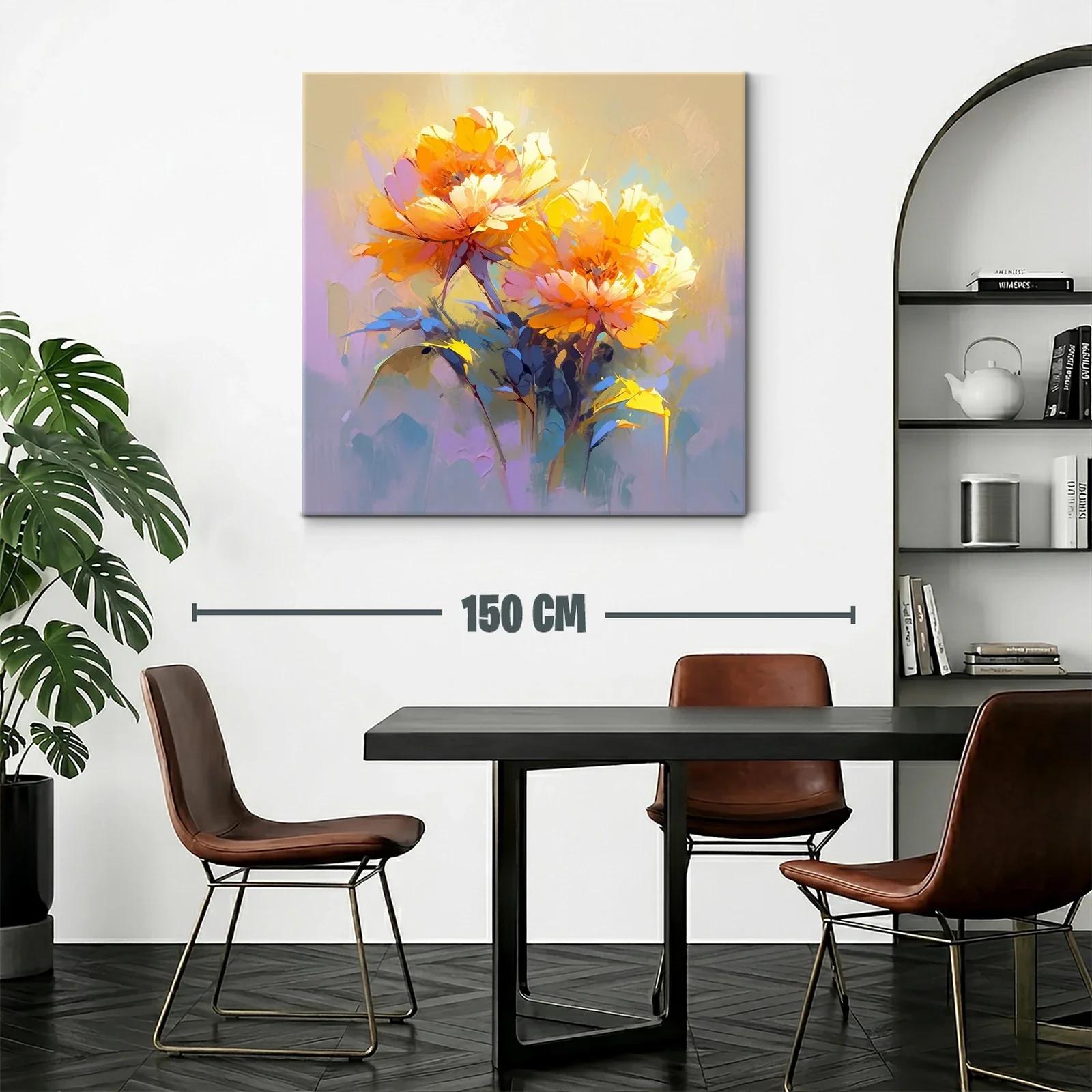Cuadro con flores vibrantes en tonos cálidos y suaves — miniatura 2