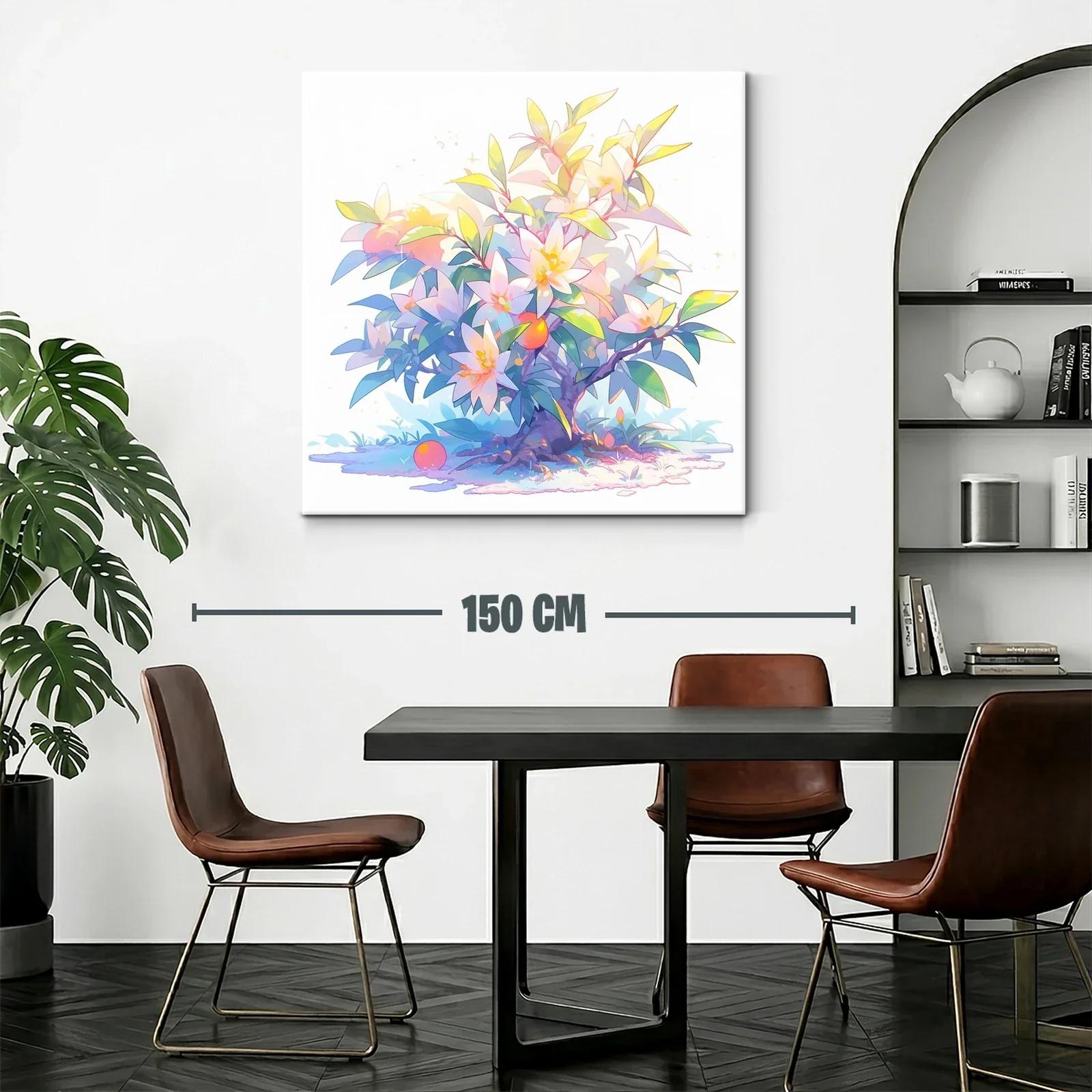 Cuadro de árbol floreciente con tonos pastel y naranjas — miniatura 2