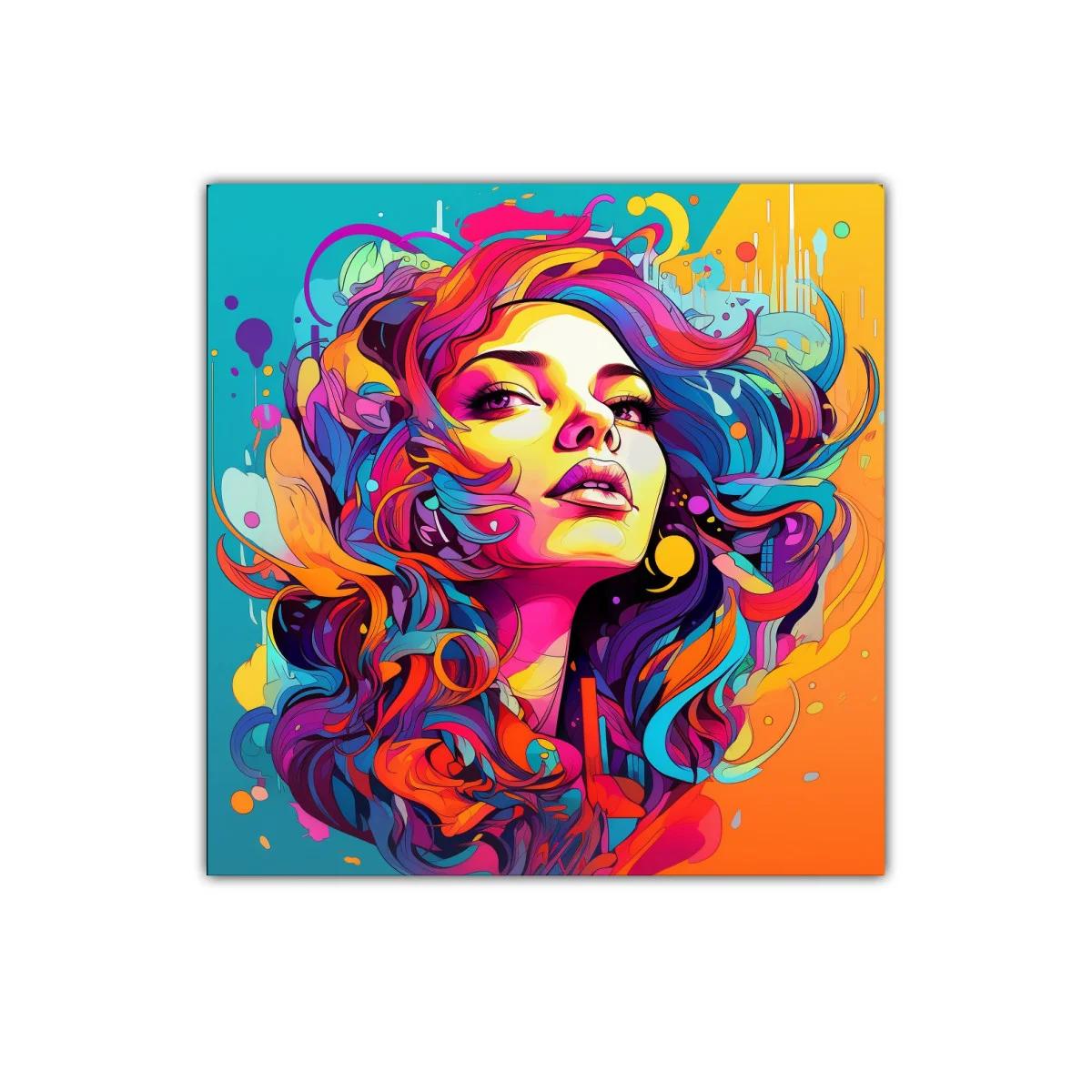 Retrato vibrante con explosión de color y estilo dinámico
