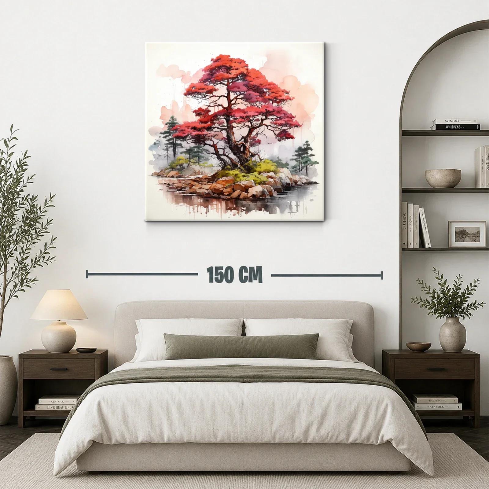 Árbol rojo en isla serena con paisaje natural — miniatura 3