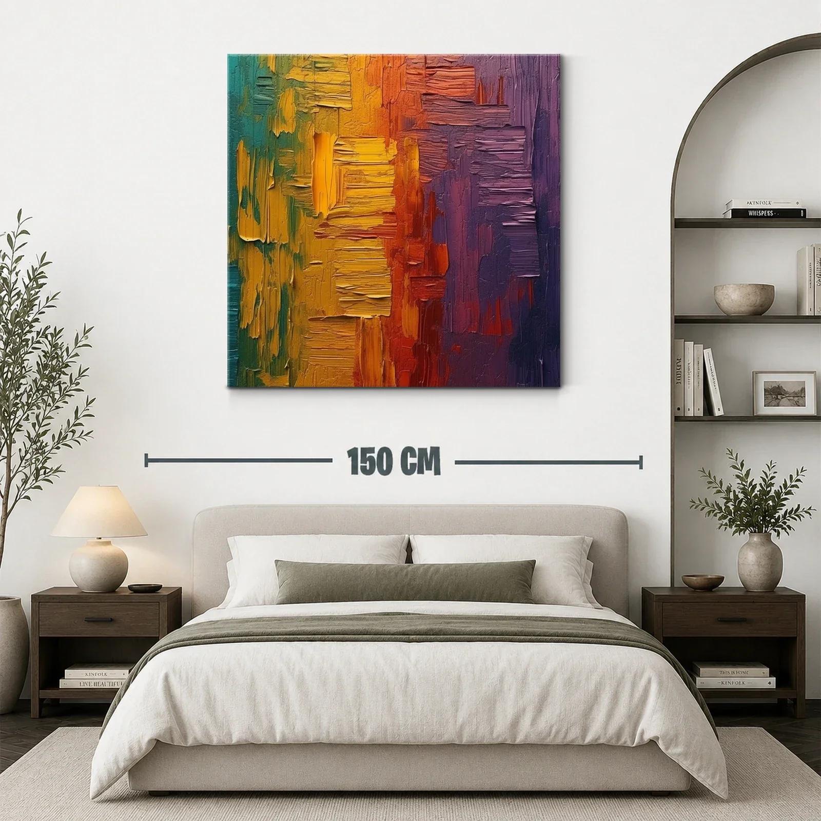 Cuadro abstracto con texturas y vibrantes tonos cálidos — miniatura 3