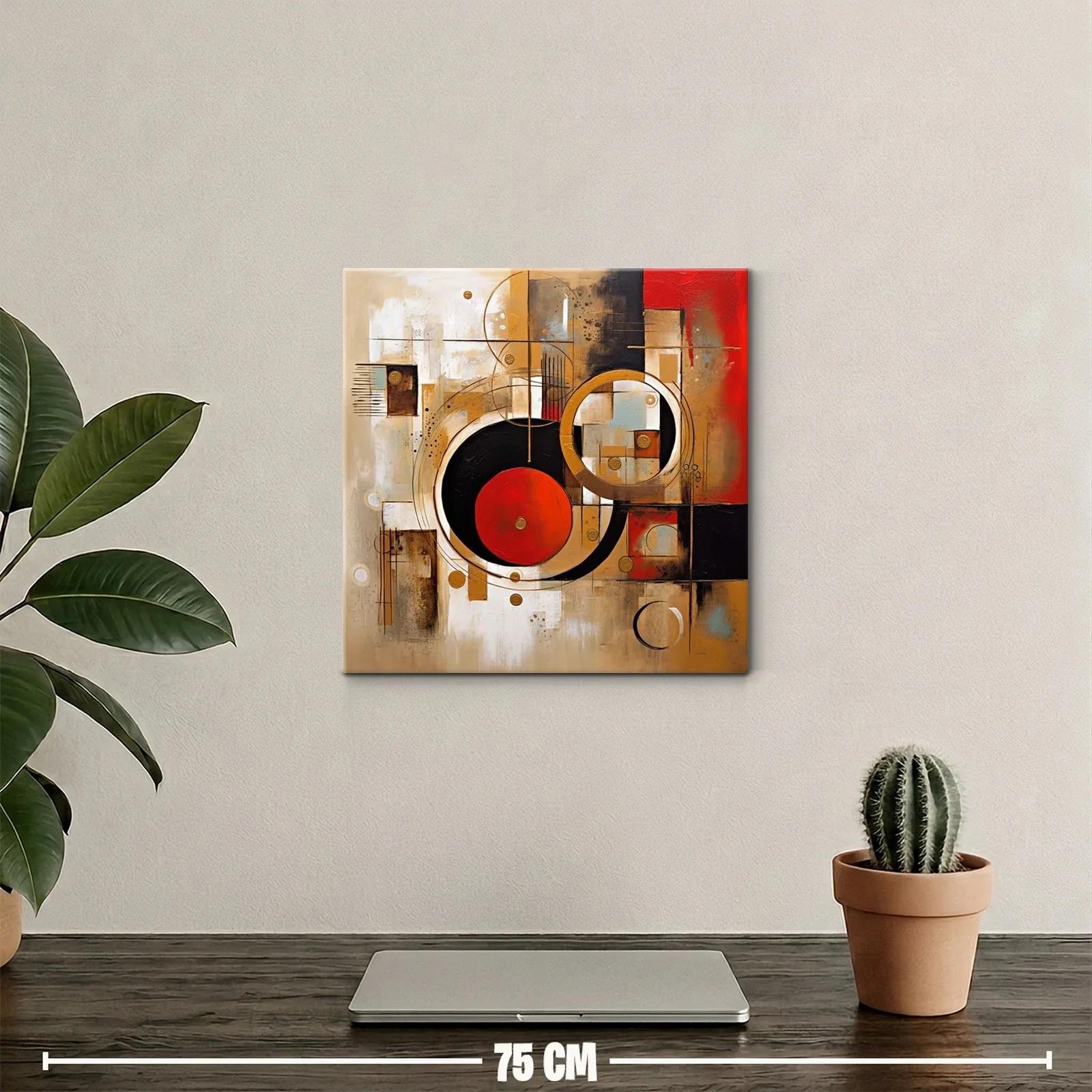 Composición abstracta con contrastes en rojo y dorado — miniatura 2