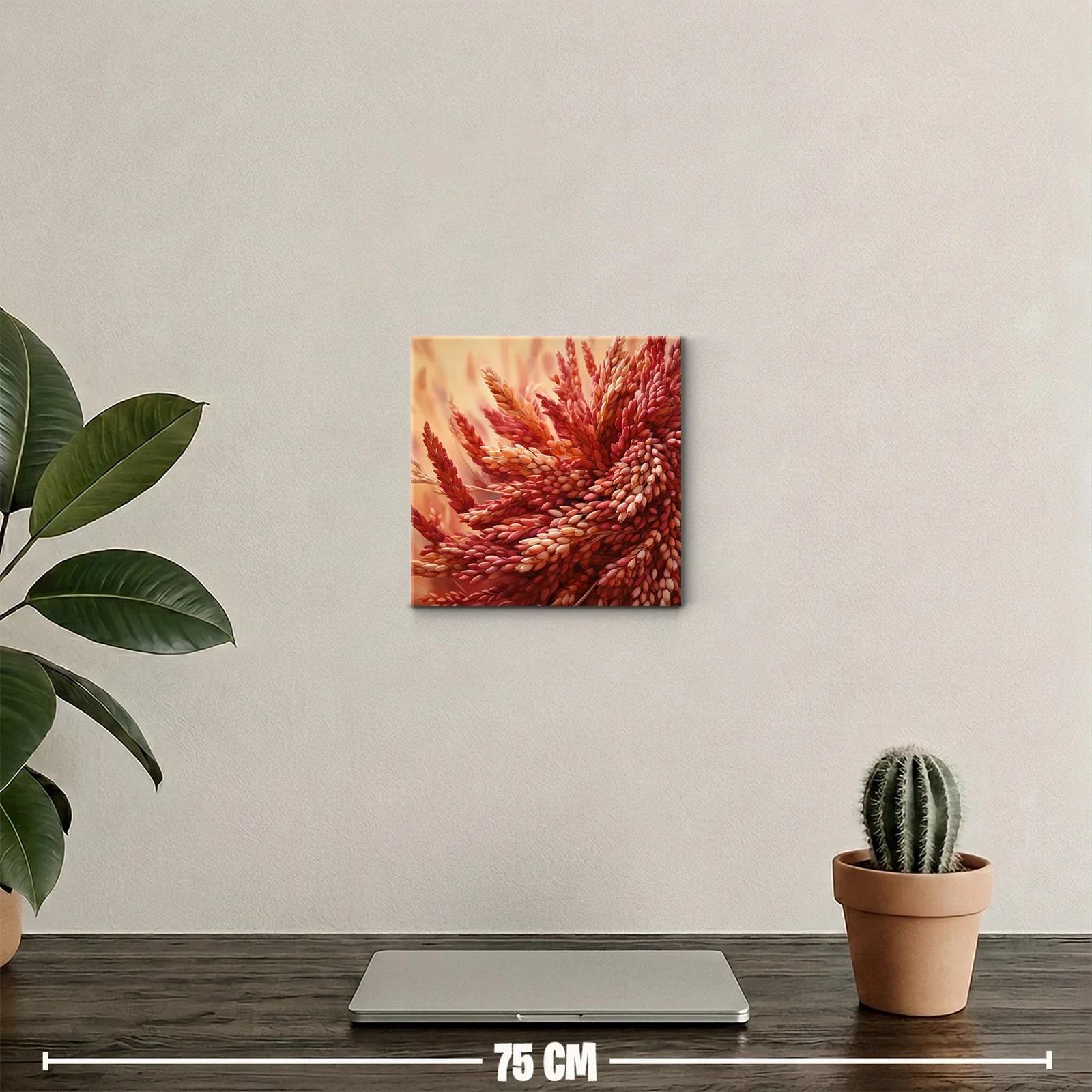 Cuadro decorativo con ramo de espigas en tonos cálidos — miniatura 2
