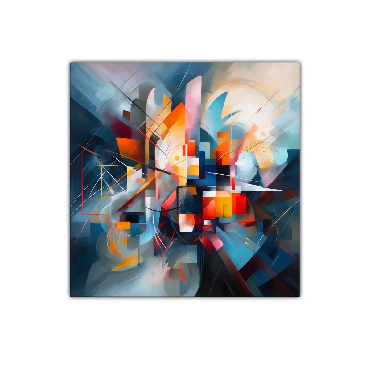 Cuadro abstracto con tonos vibrantes y formas dinámicas — imagen principal