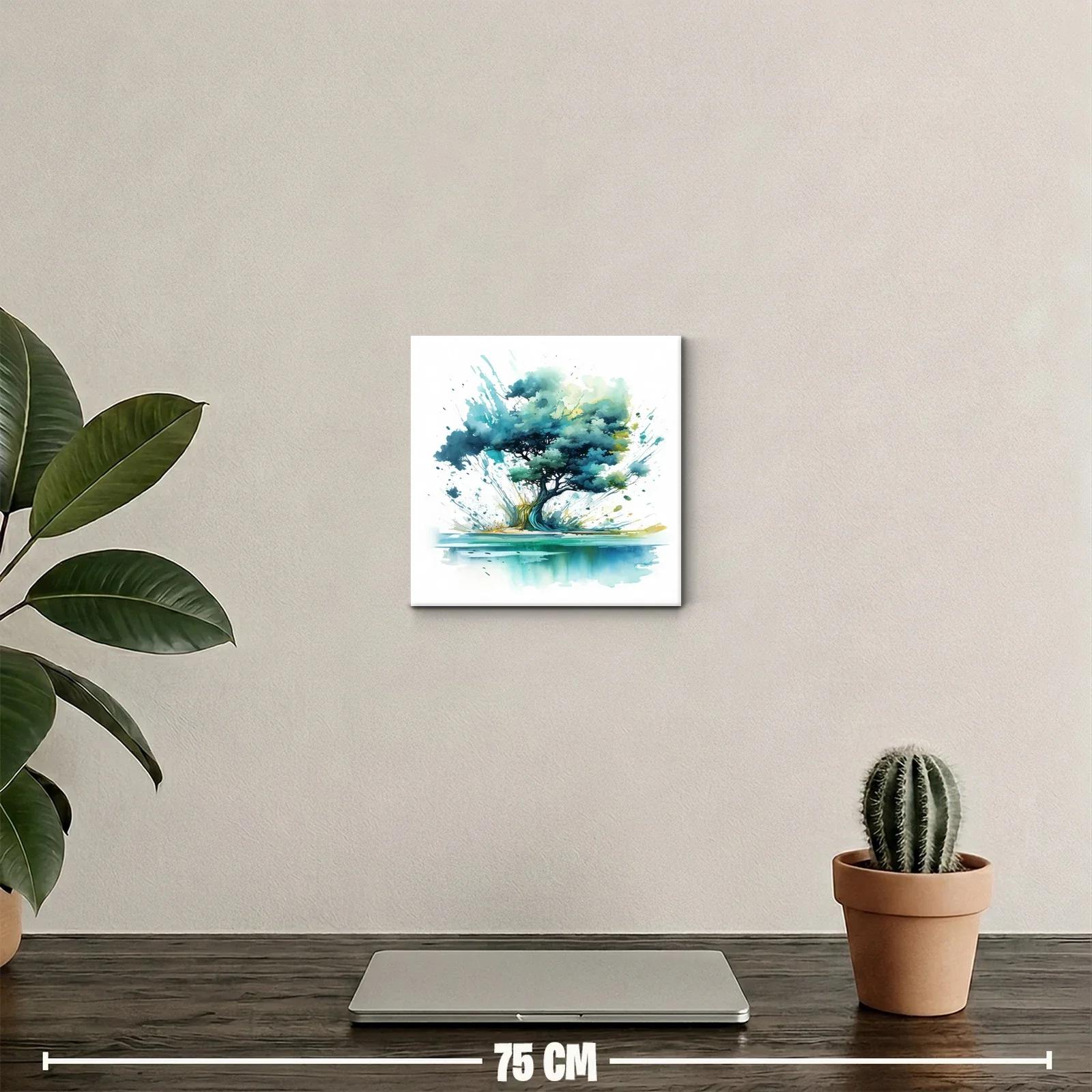 Árbol artístico con tonos azules y verdes vibrantes — miniatura 2