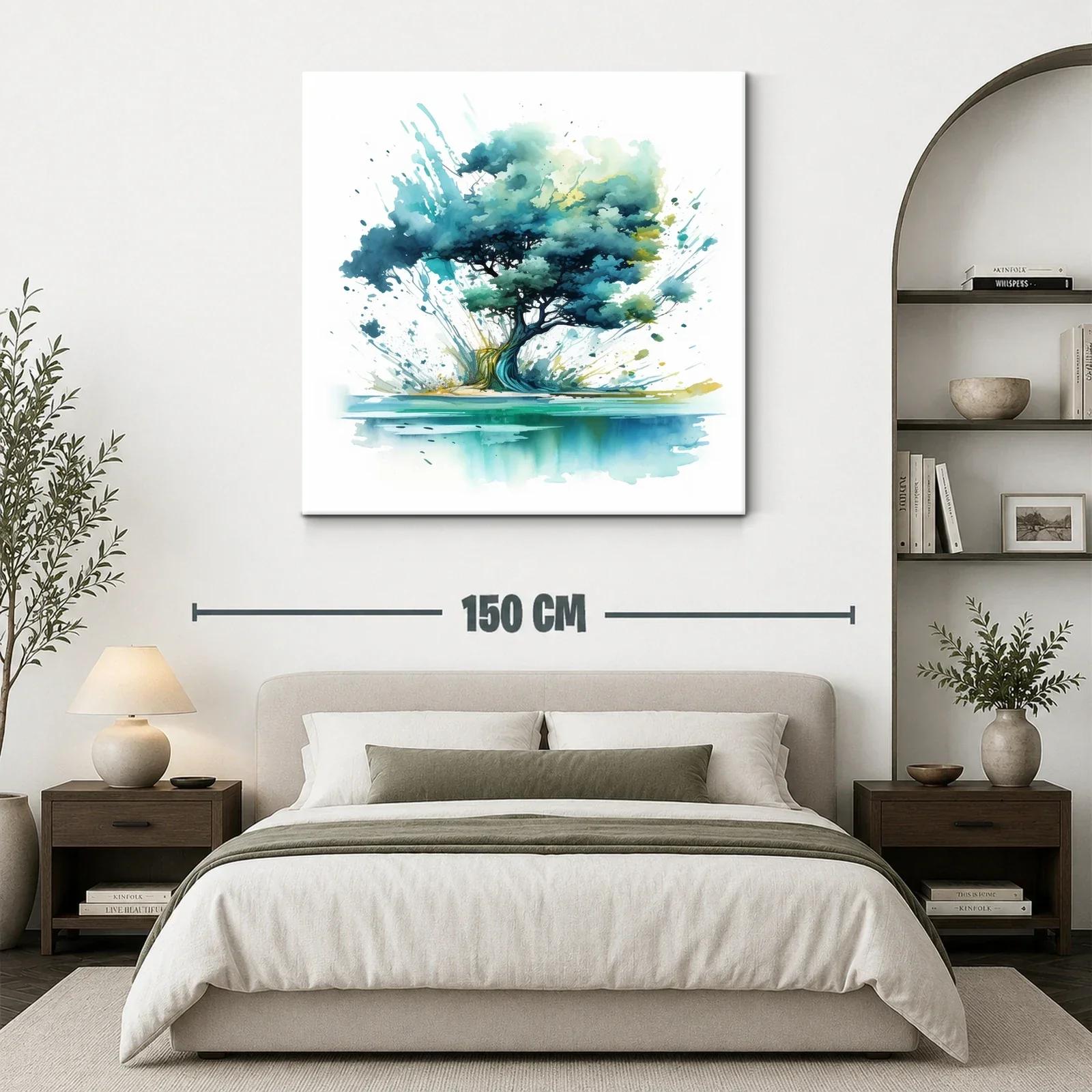 Árbol artístico con tonos azules y verdes vibrantes — miniatura 3