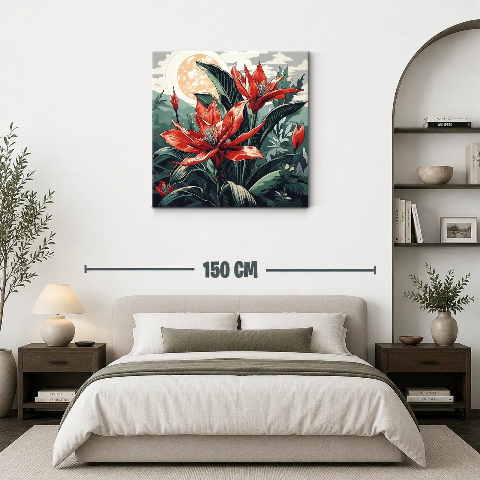 Exuberante cuadro floral con tonos rojos y verdes vivos — miniatura 3