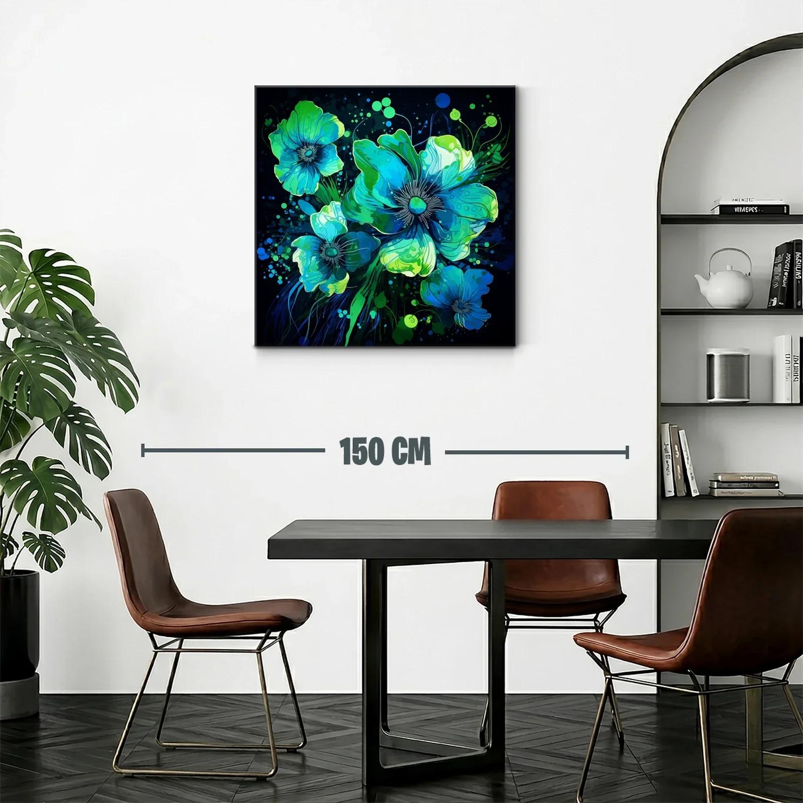 Flores vibrantes en tonos azules y verdes intensos — miniatura 2