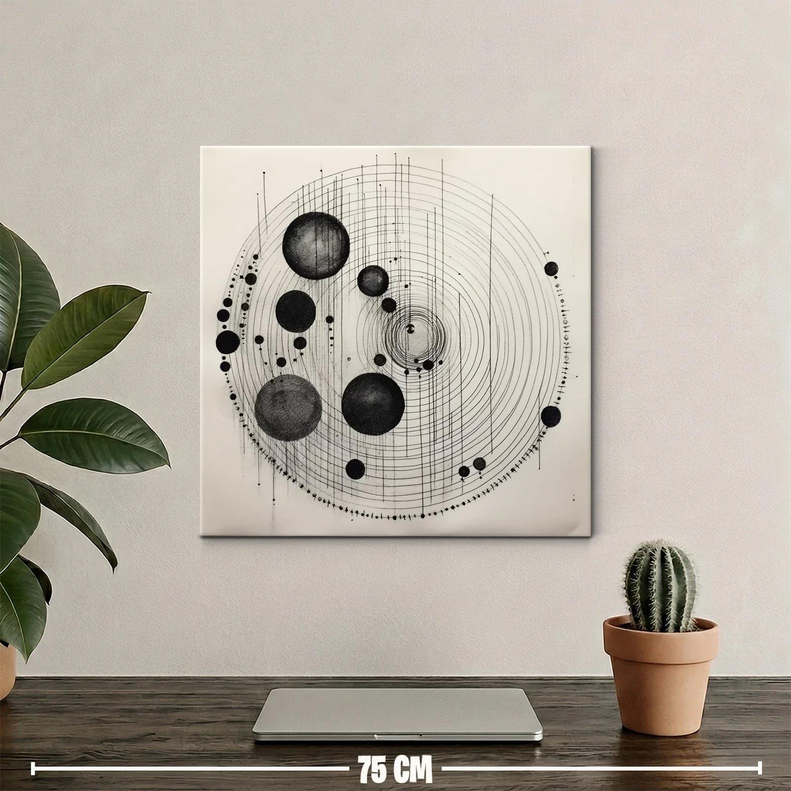 Composición abstracta en círculos concéntricos y esferas negras — miniatura 2