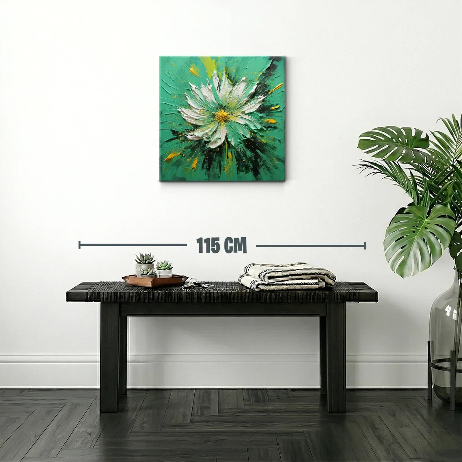 Cuadro floral vibrante en tonos verdes y amarillos — miniatura 2