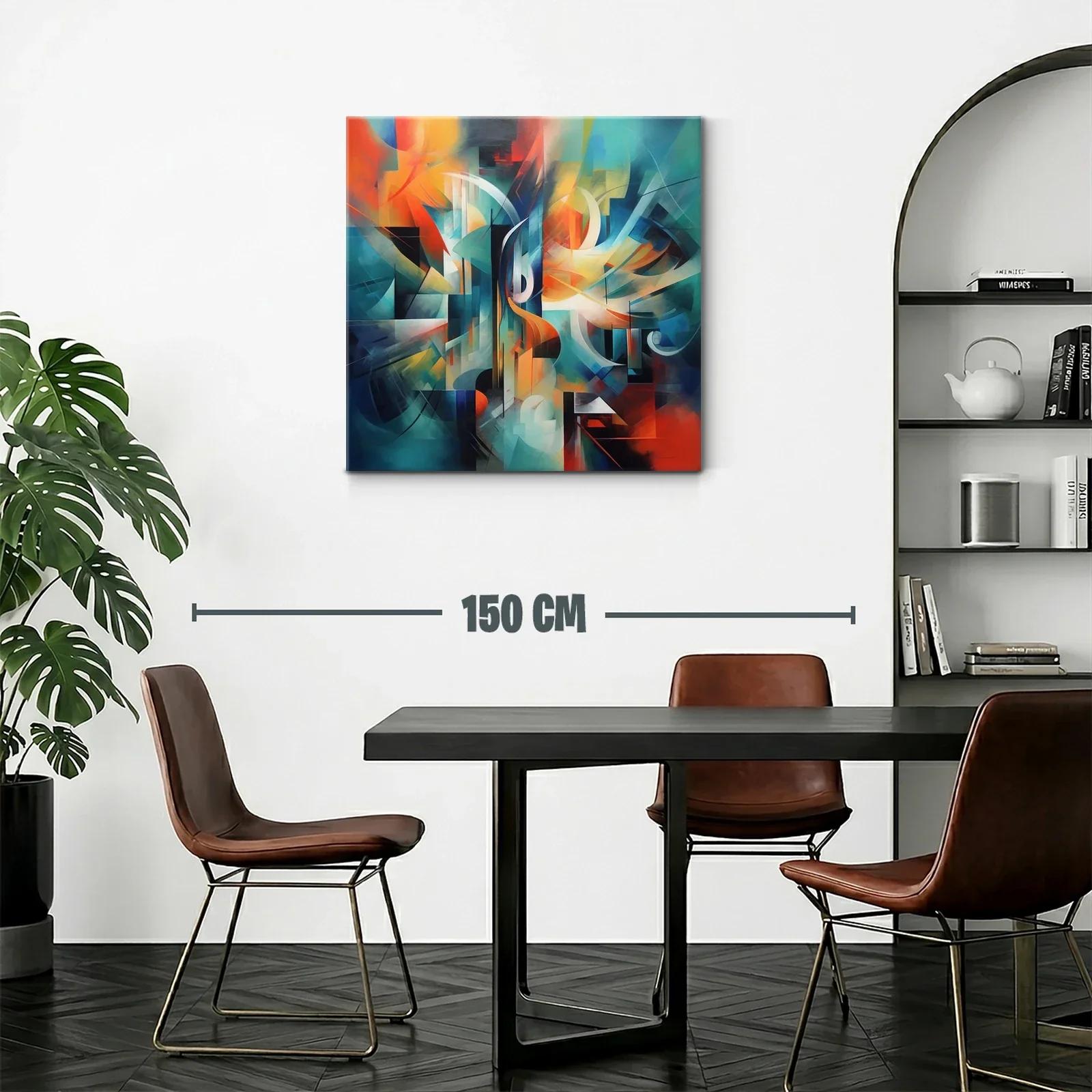 Cuadro abstracto con vibrantes tonos cálidos y fríos — miniatura 2
