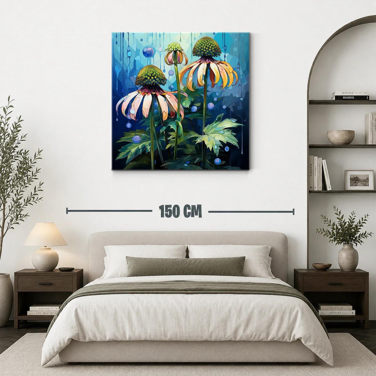 Flores abstractas en tonalidades frías y cálidas vibrantes — miniatura 3
