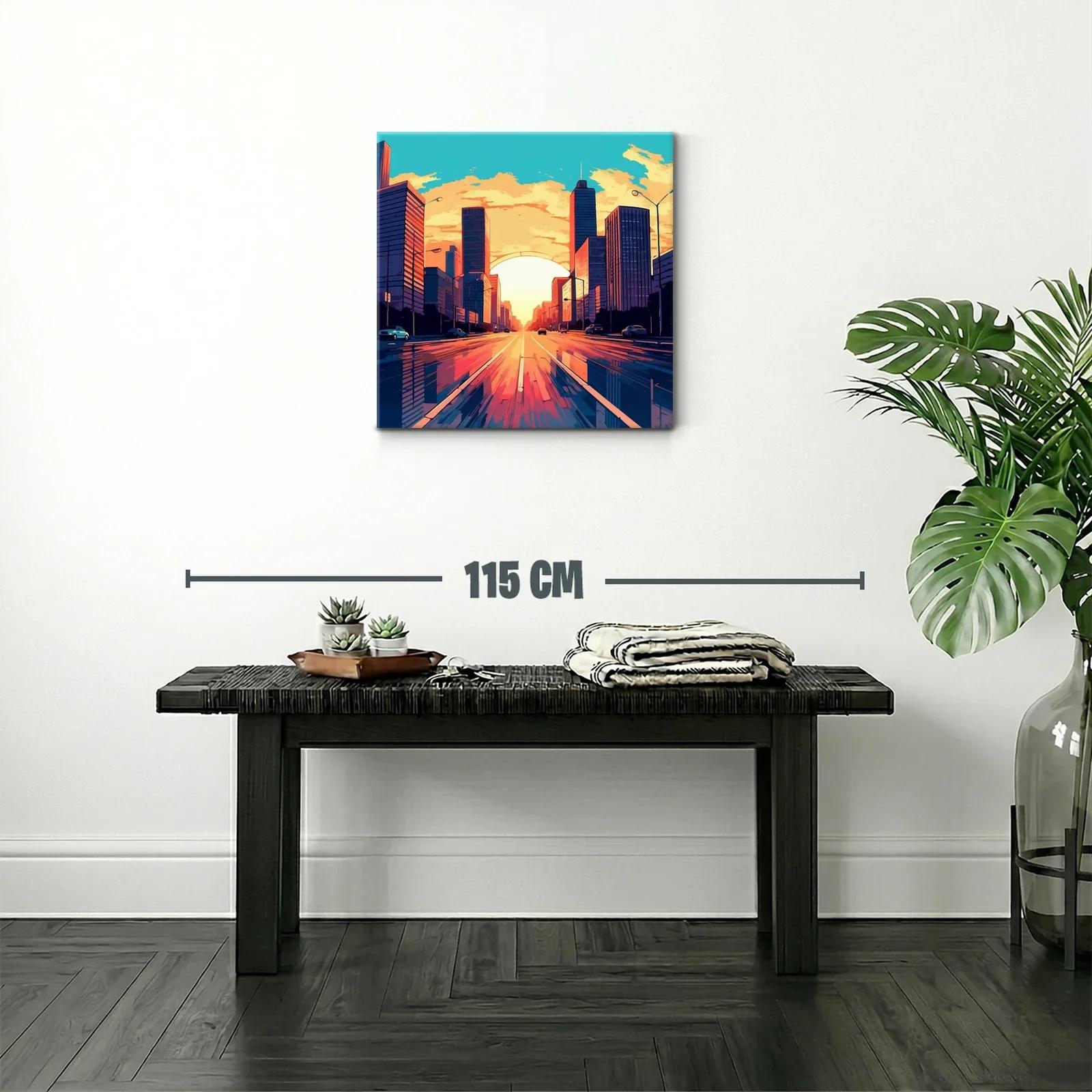 Atardecer urbano con reflejos vibrantes en la ciudad — miniatura 2