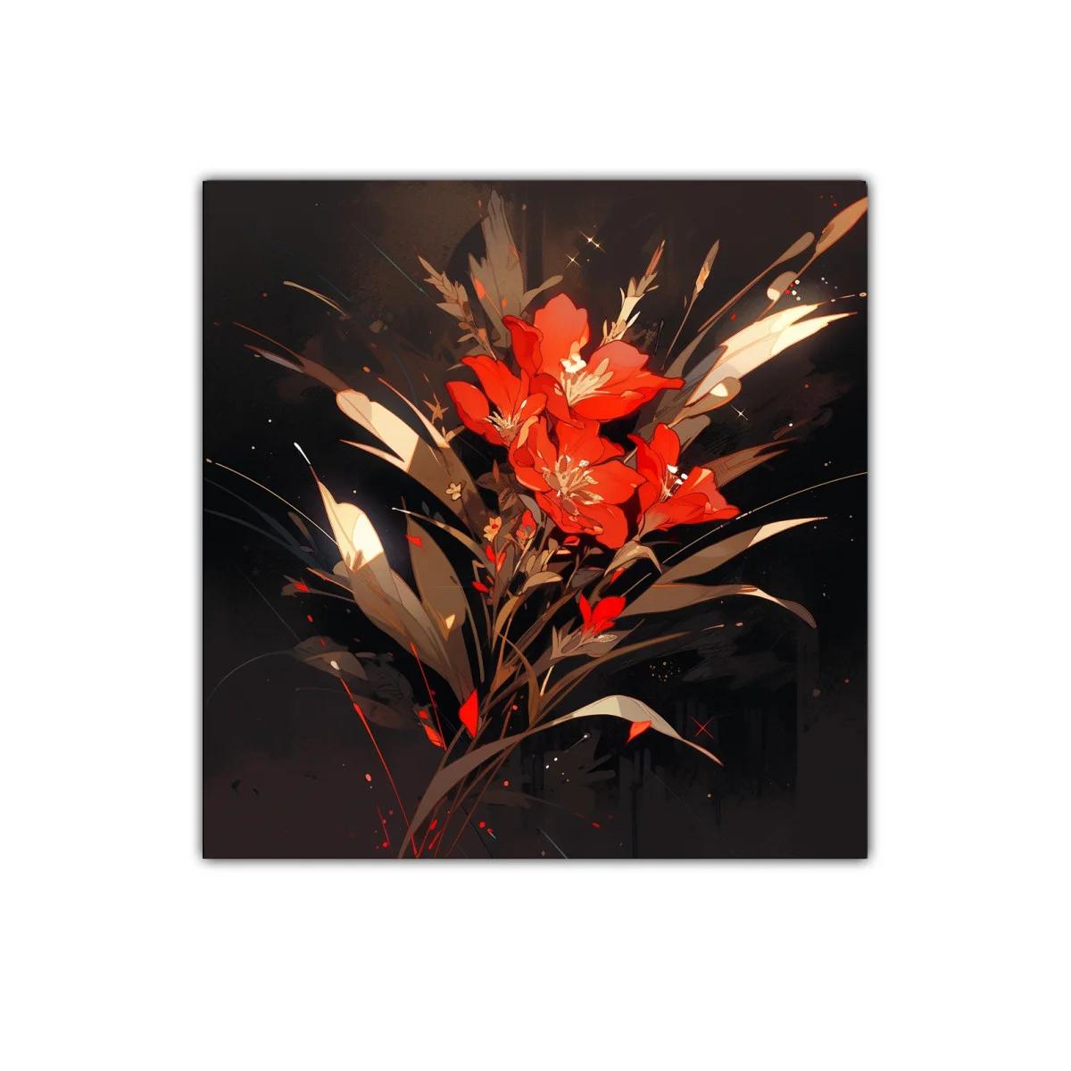 Ramo vibrante de flores rojas con fondo oscuro elegante — imagen principal