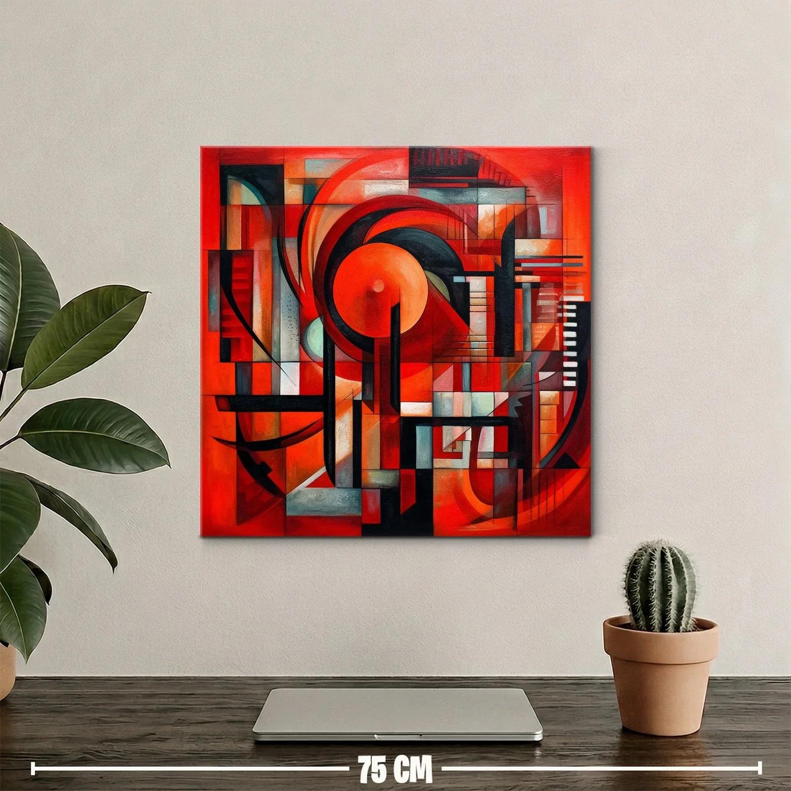 Composición geométrica dinámica en tonos rojos vibrantes — miniatura 2