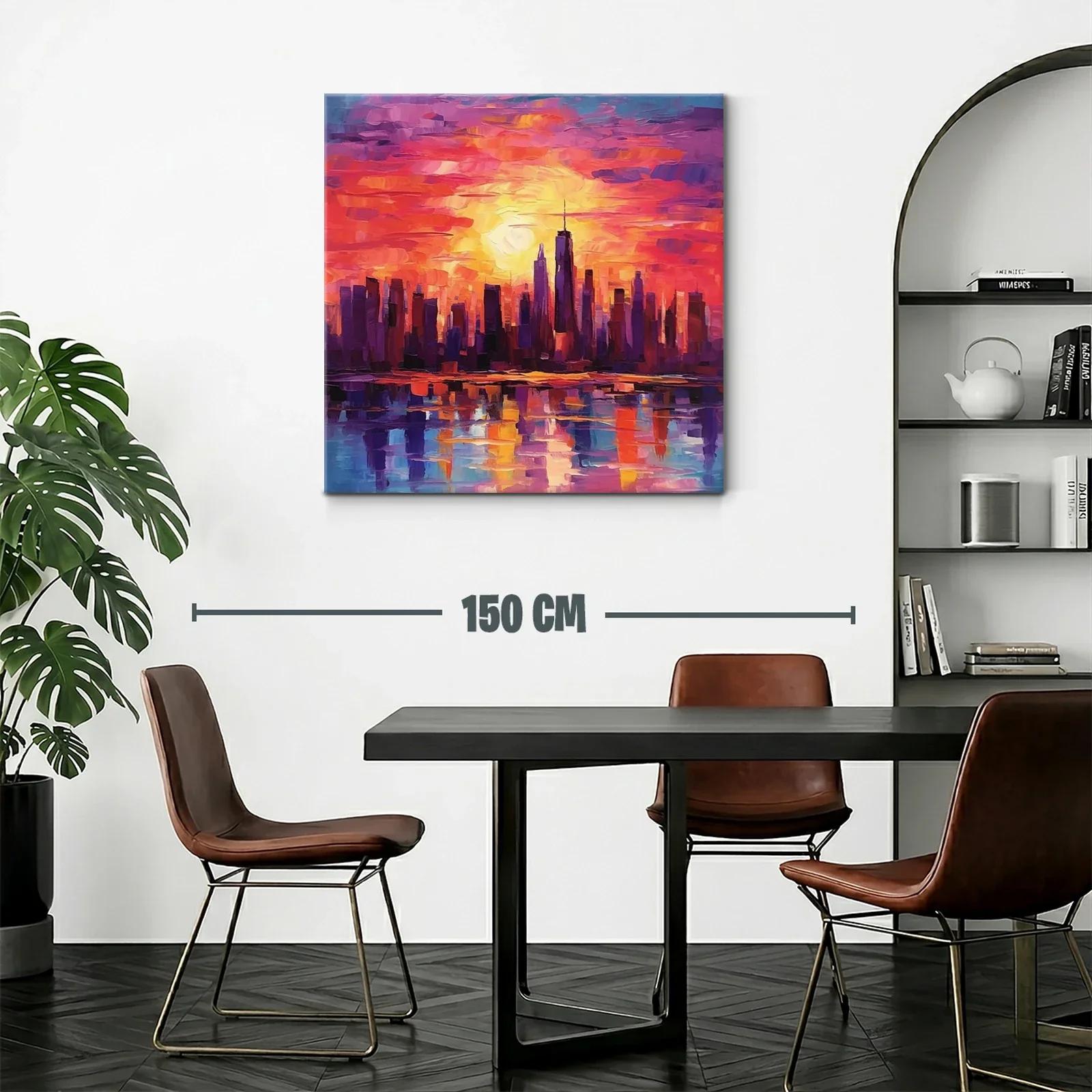 Atardecer vibrante sobre una ciudad moderna y reflejos sorprendentes — miniatura 2