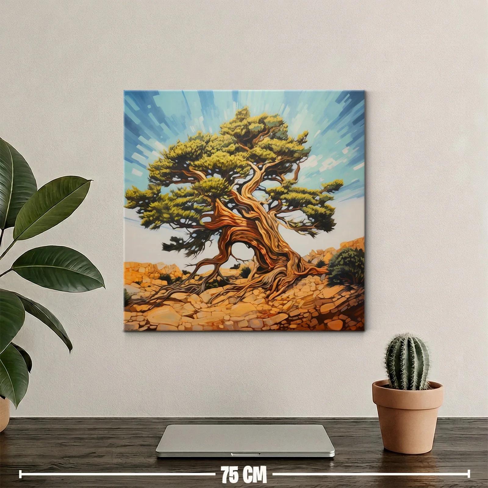 Árbol retorcido con ramas y hojas verdes bajo cielo azul — miniatura 2