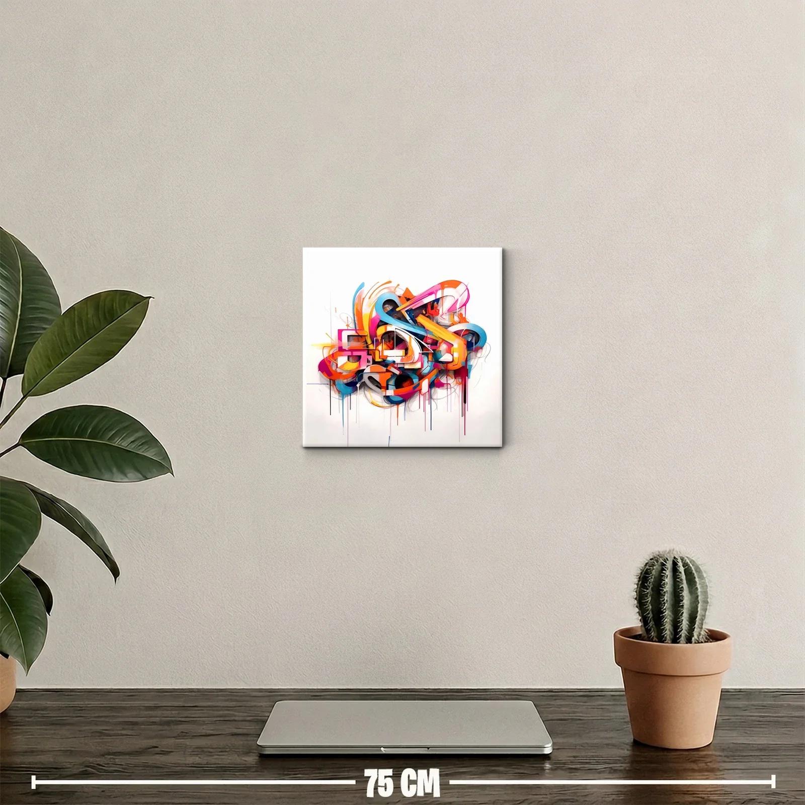 Cuadro abstracto con formas dinámicas y colores vibrantes — miniatura 2