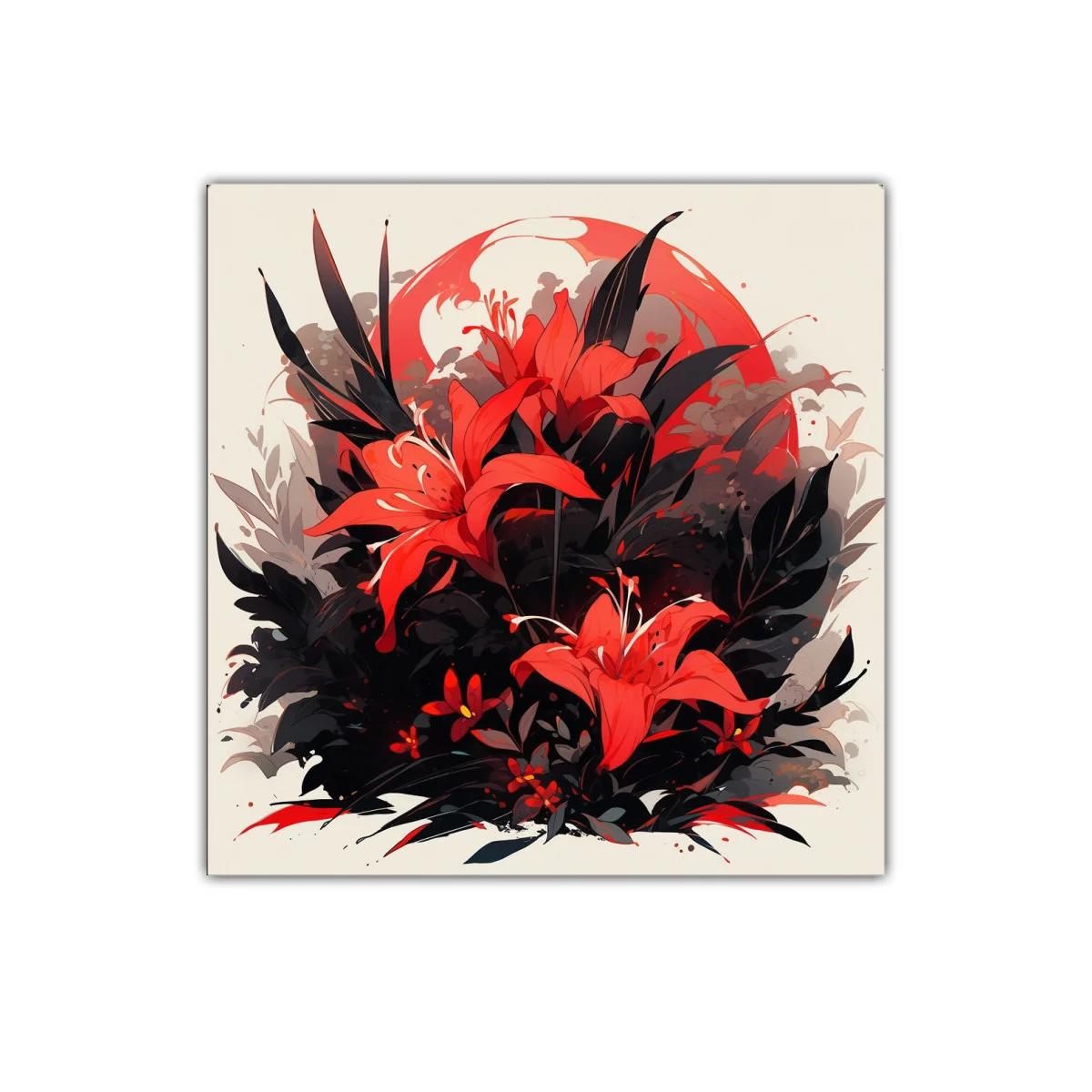 Flores rojas vibrantes con fondo oscuro y detalles sutiles