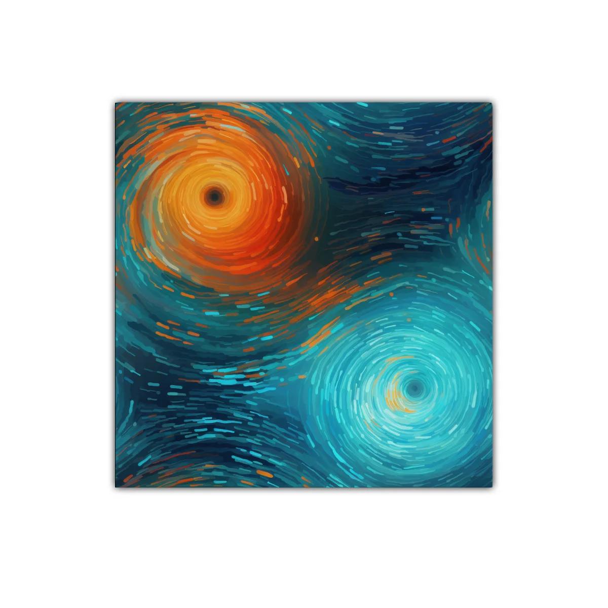 Cuadro decorativo con espirales en tonos cálidos y fríos — imagen principal