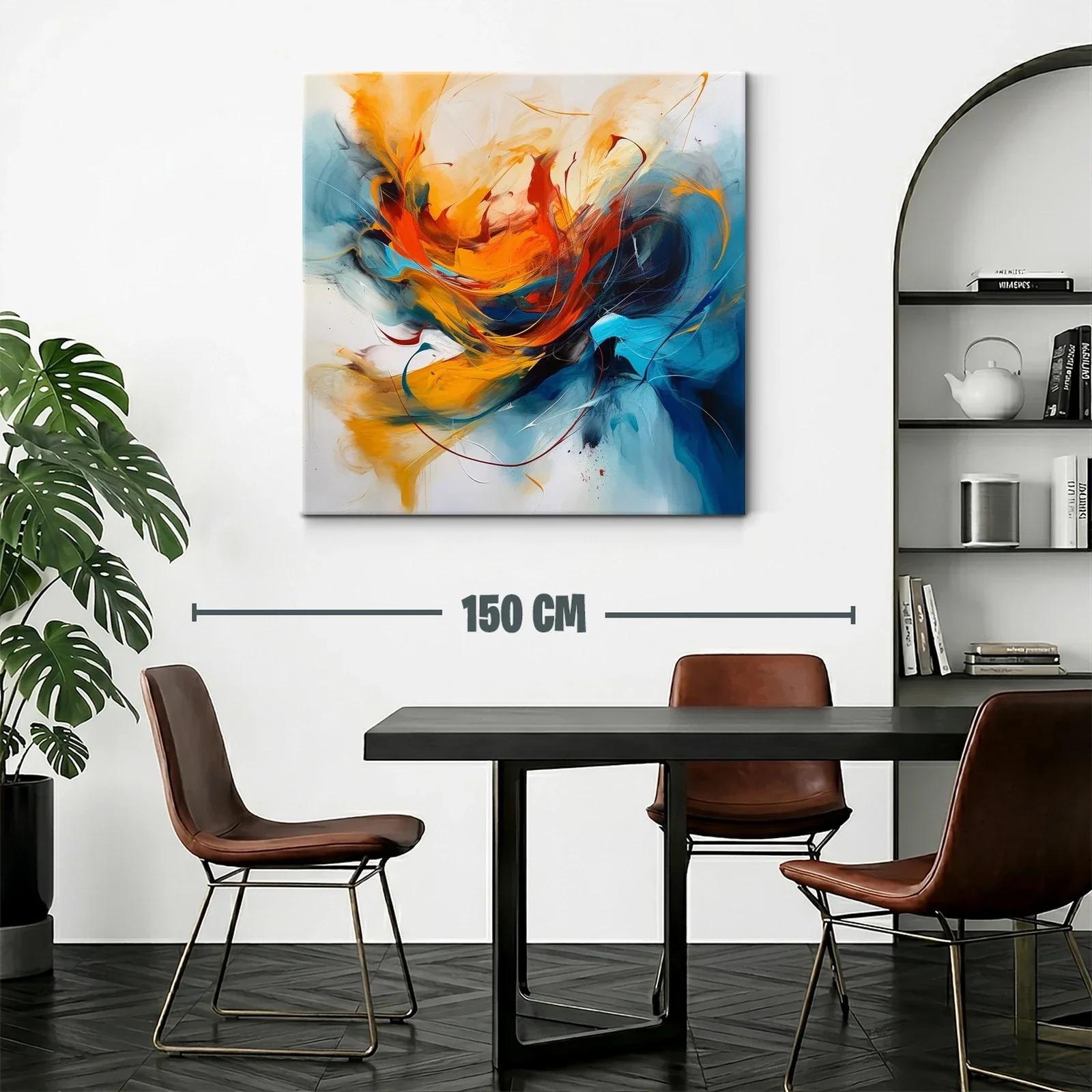 Cuadro abstracto con vibrantes tonos cálidos y fríos — miniatura 2