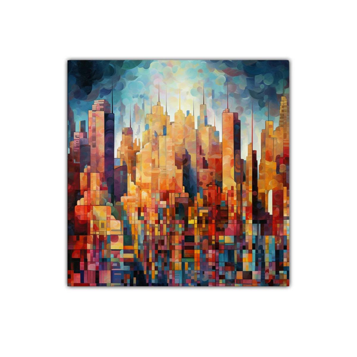 Ciudad vibrante llena de colores cálidos y contrastes intensos — imagen principal