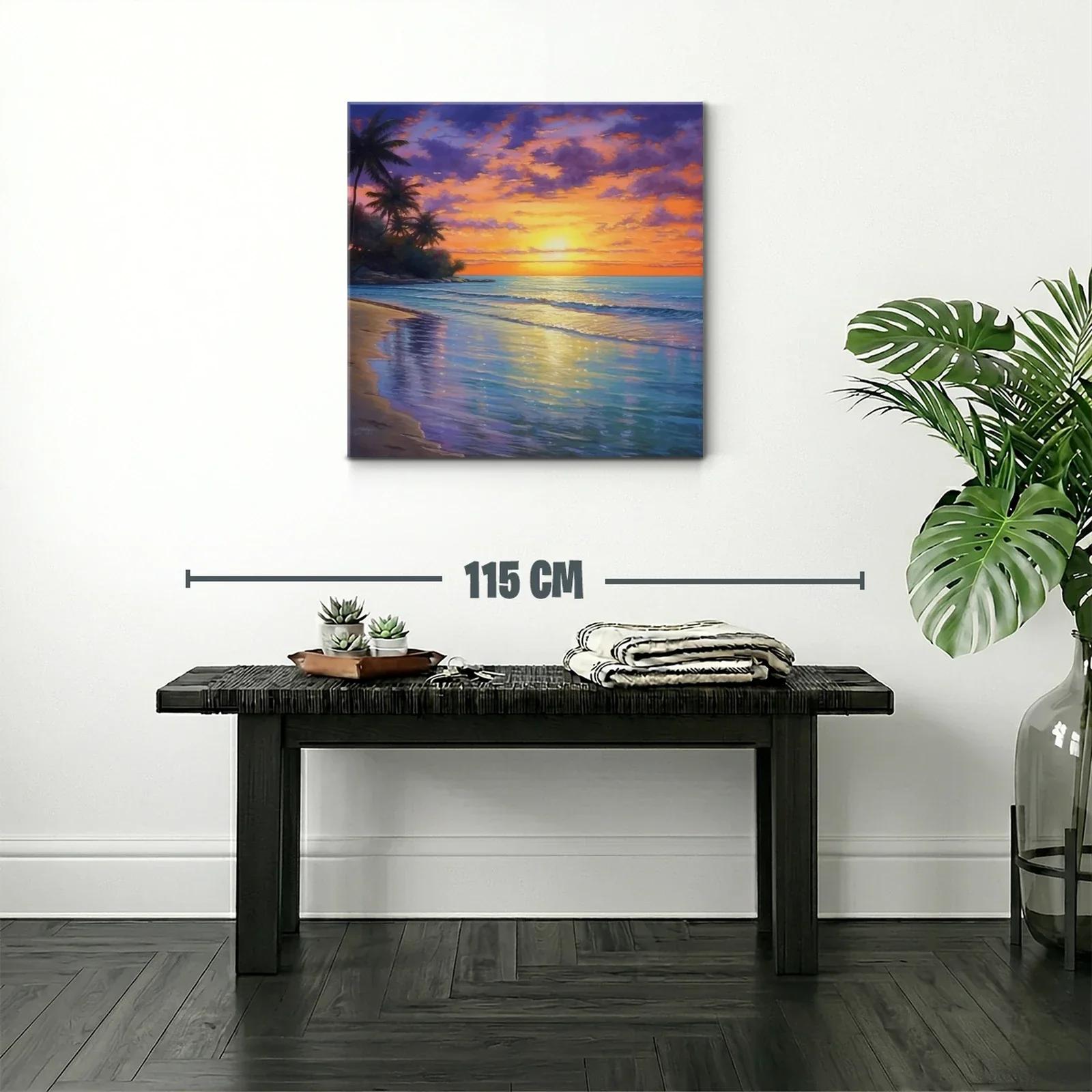 Atardecer tropical con palmeras y reflejos marinos — miniatura 2