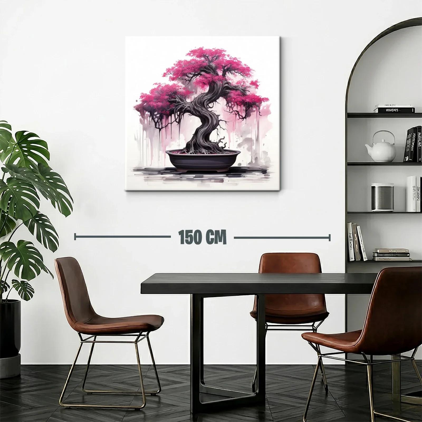 Árbol Bonsái con Flores Rosadas en Composición Artística — miniatura 2
