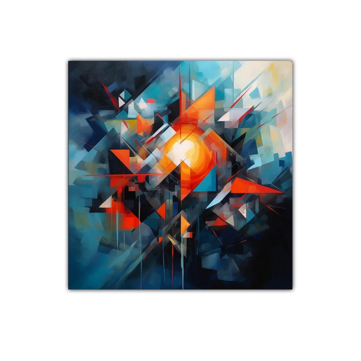 Cuadro abstracto con formas geométricas y luz vibrante
