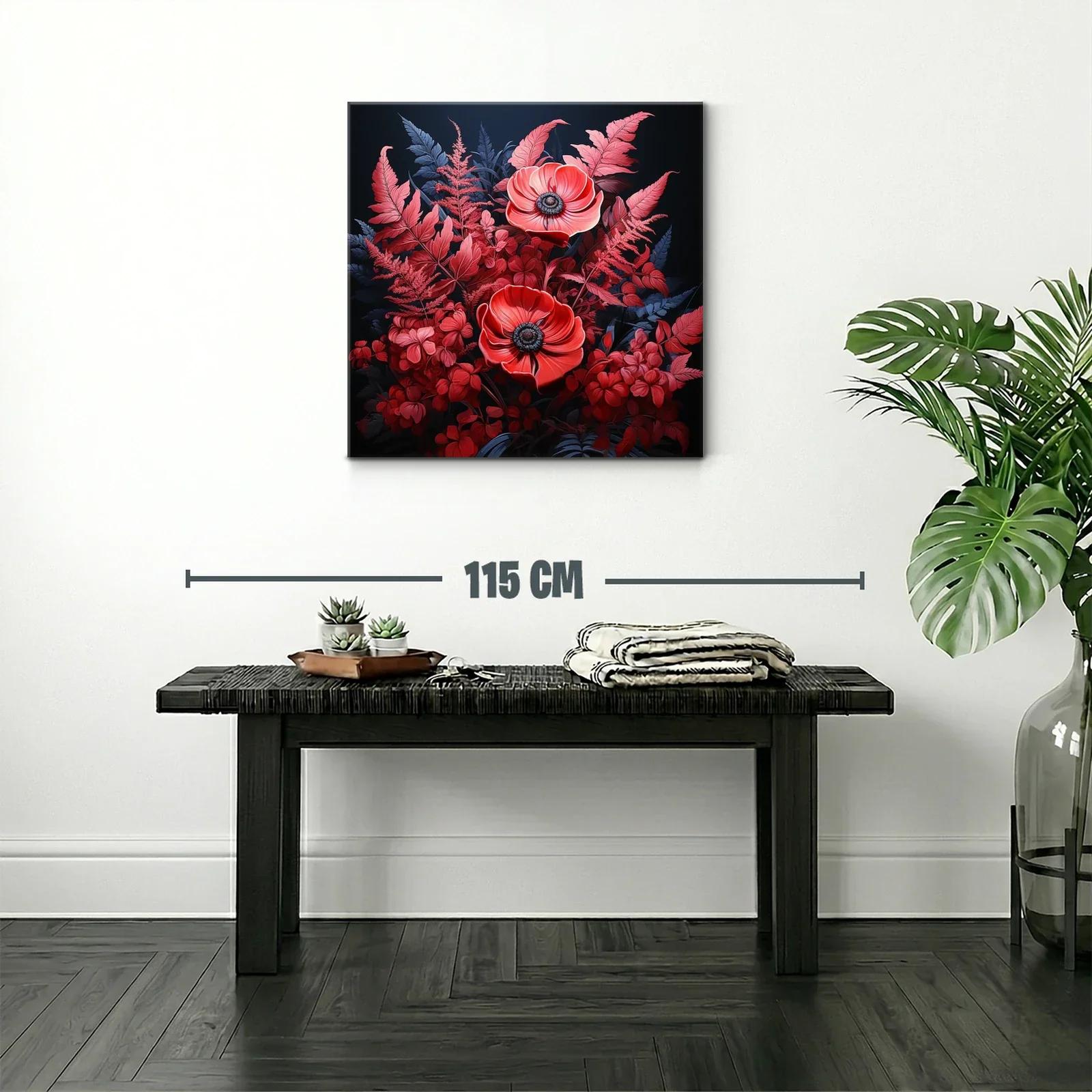 Elegante ramo floral en tonos rojos y azul oscuro — miniatura 2