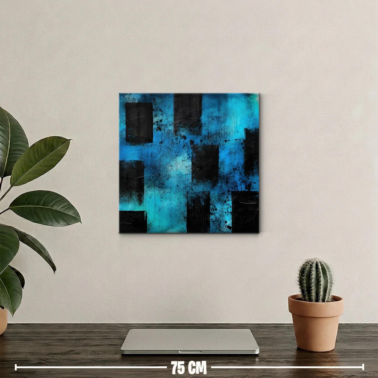 Cuadro abstracto en tonos azules y negros — miniatura 2