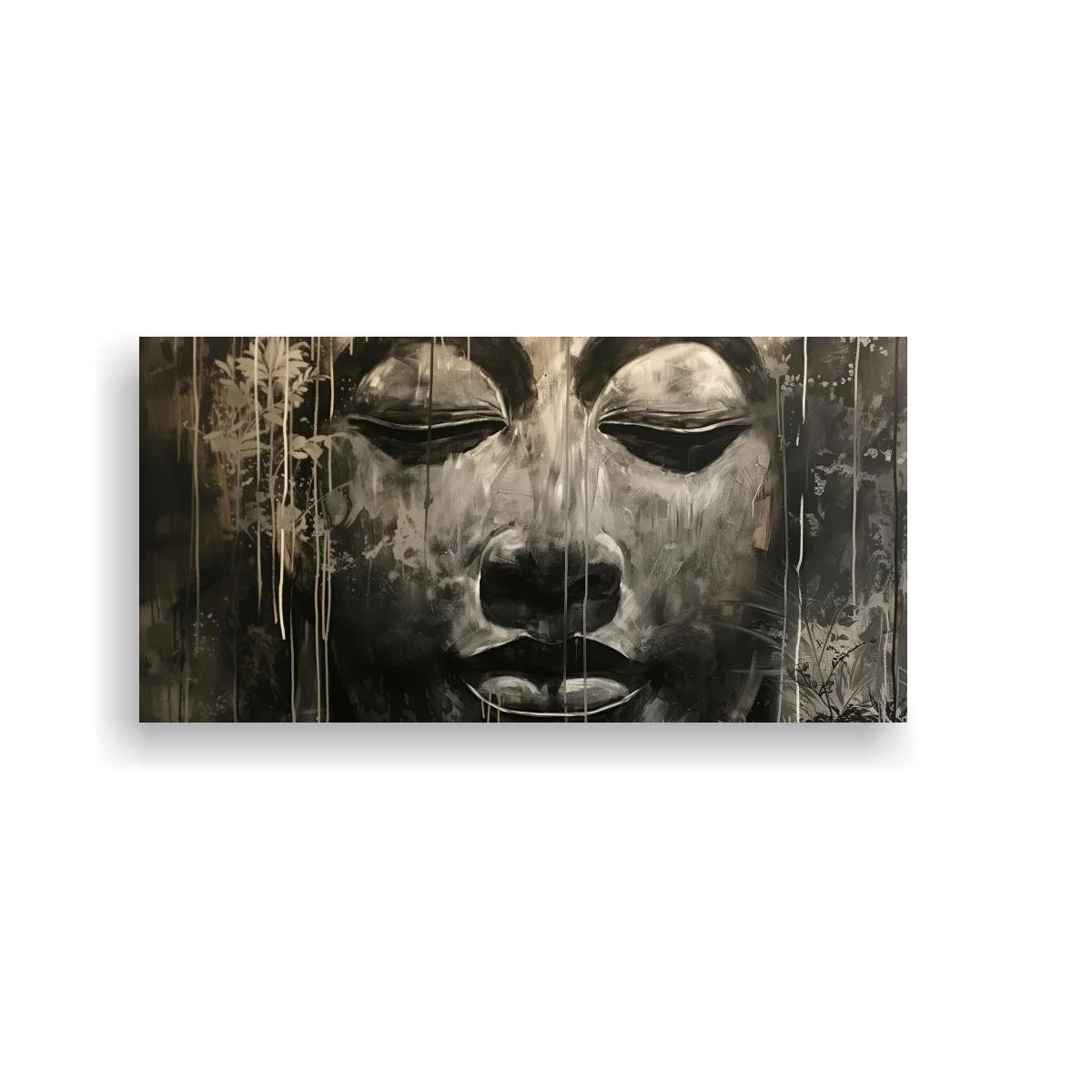 Cuadro rostro de Buda con goteos verticales