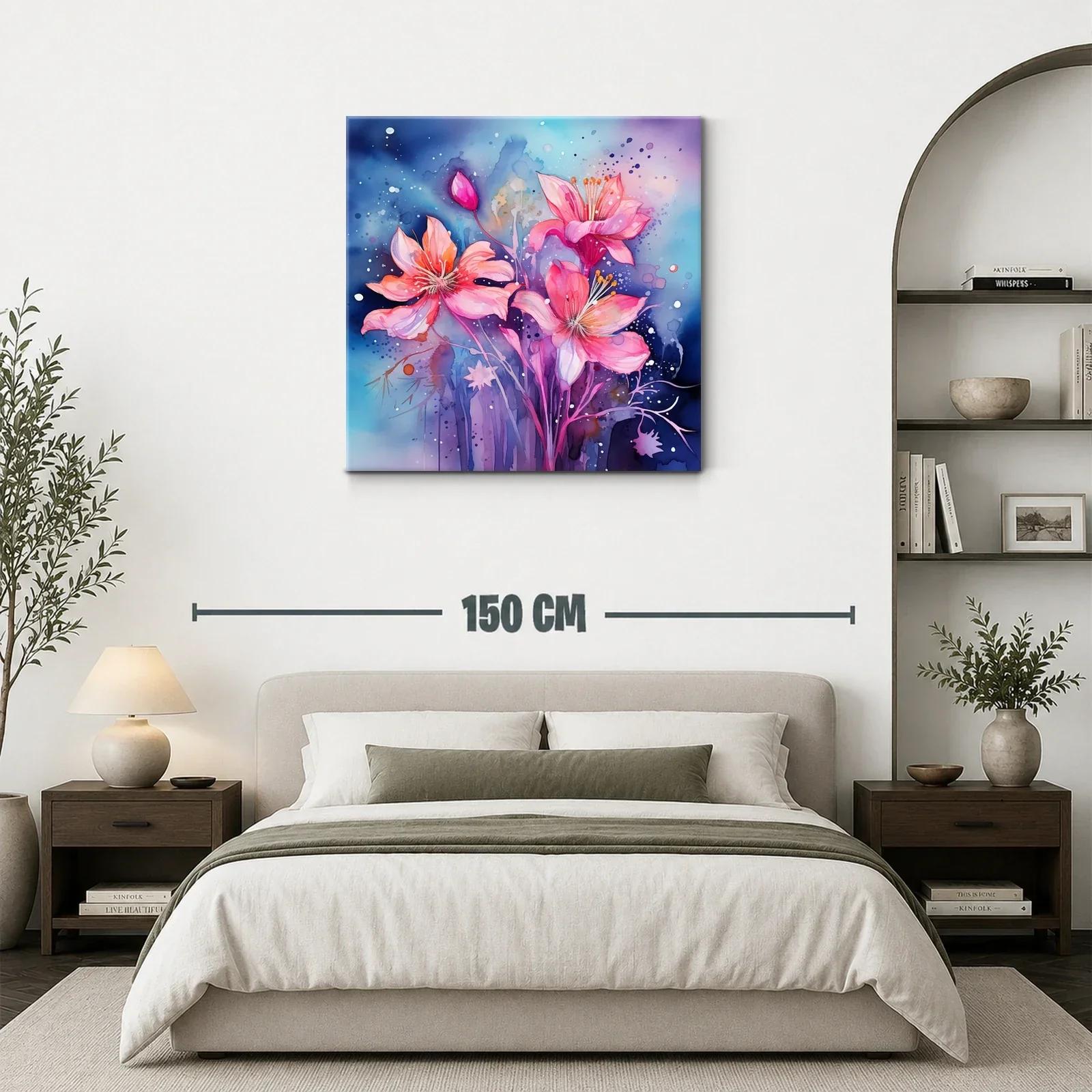 Flores vibrantes en tonos rosa y azul profundo — miniatura 3