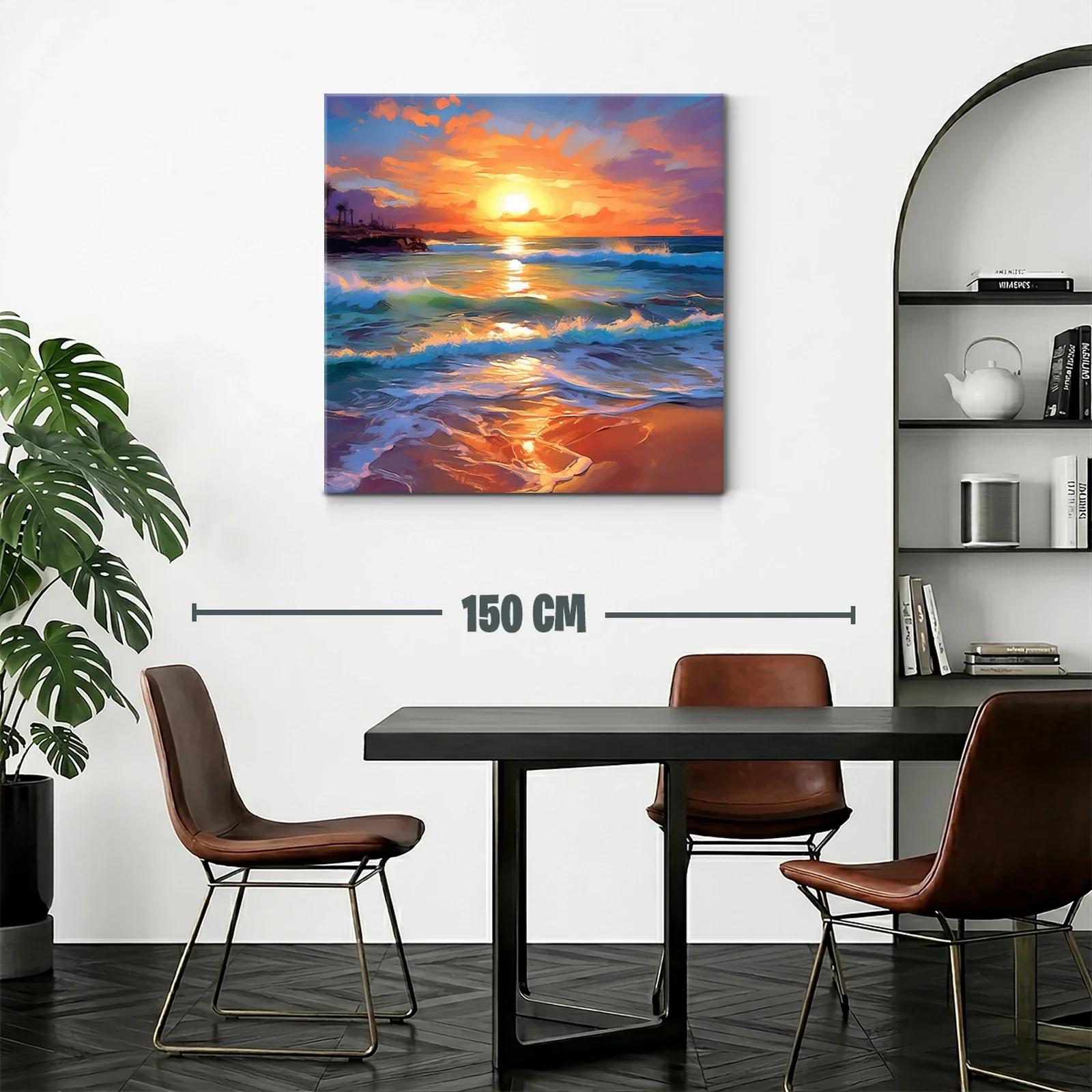 Atardecer vibrante con olas en playa serena — miniatura 2
